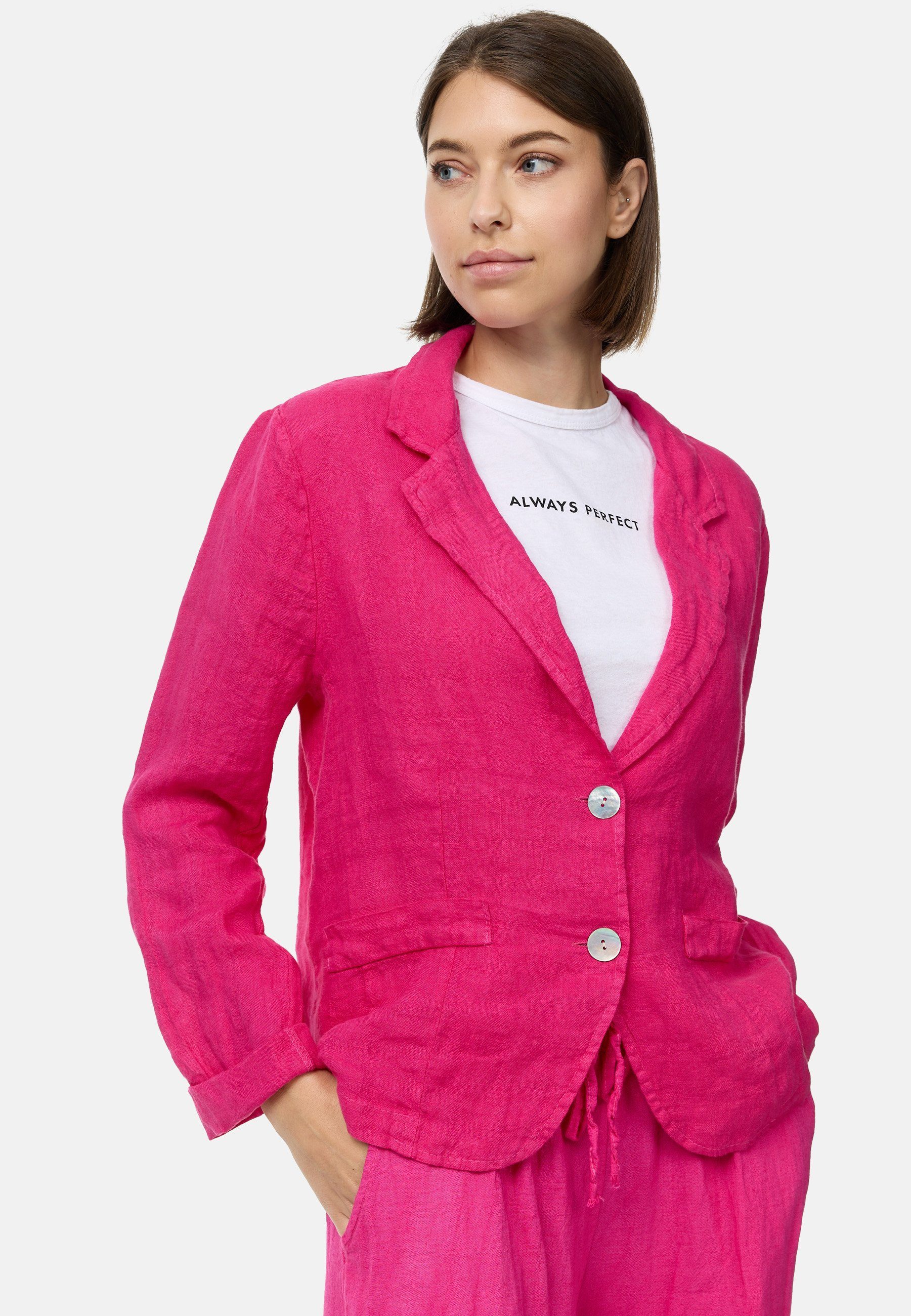 PM SELECTED Kurzblazer PM53 (Edler Leinen Business Blazer mit Reverskragen) Atmungsaktiv, Hautfreundlich