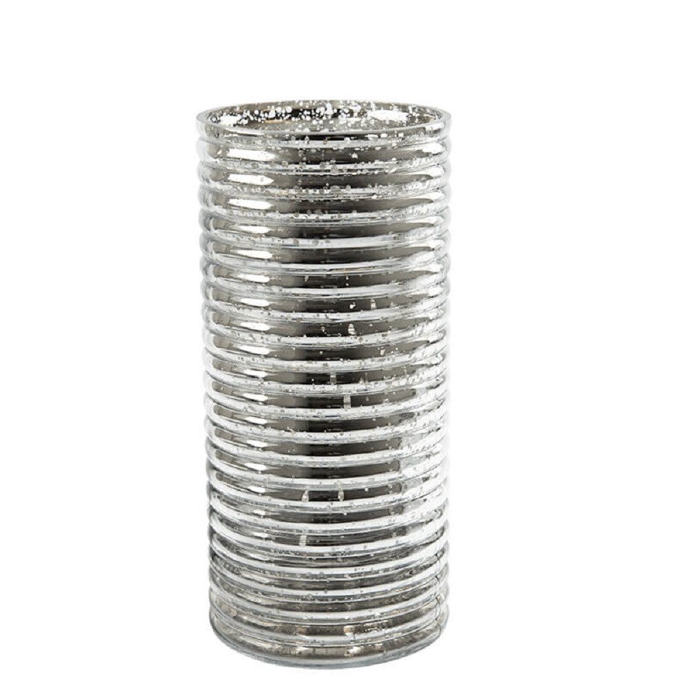 Sandra Rich Windlicht SANDRA RICH, Windlicht, Vase, Glas "GROOVE" Silber verspiegelt. 23cm.