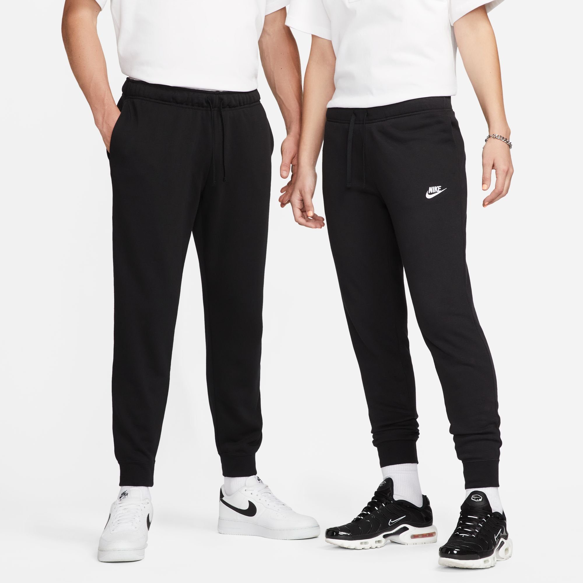 Nike WOMEN'S JOGGERS Sportswear CLUB BLACK/WHITE MID-RISE FLEECE Jogginghose