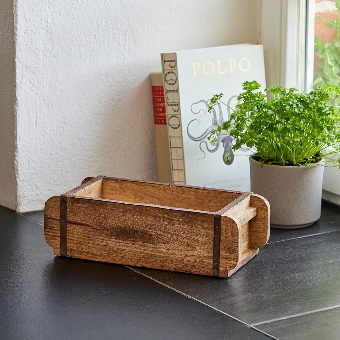 Die Stadtgärtner Dekokiste Vintage Ziegelform, Dekokiste aus recyceltem Holz – 30 x 14 x 8 cm