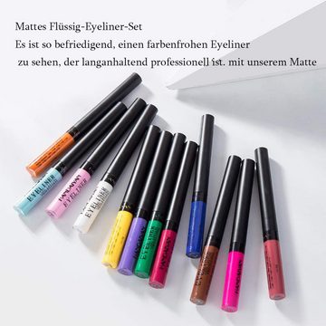 GelldG Eyeliner Matte Liquid Eyeliner Wasserfest, flüssiger Eyeliner-Stift wischfest, 12-tlg.