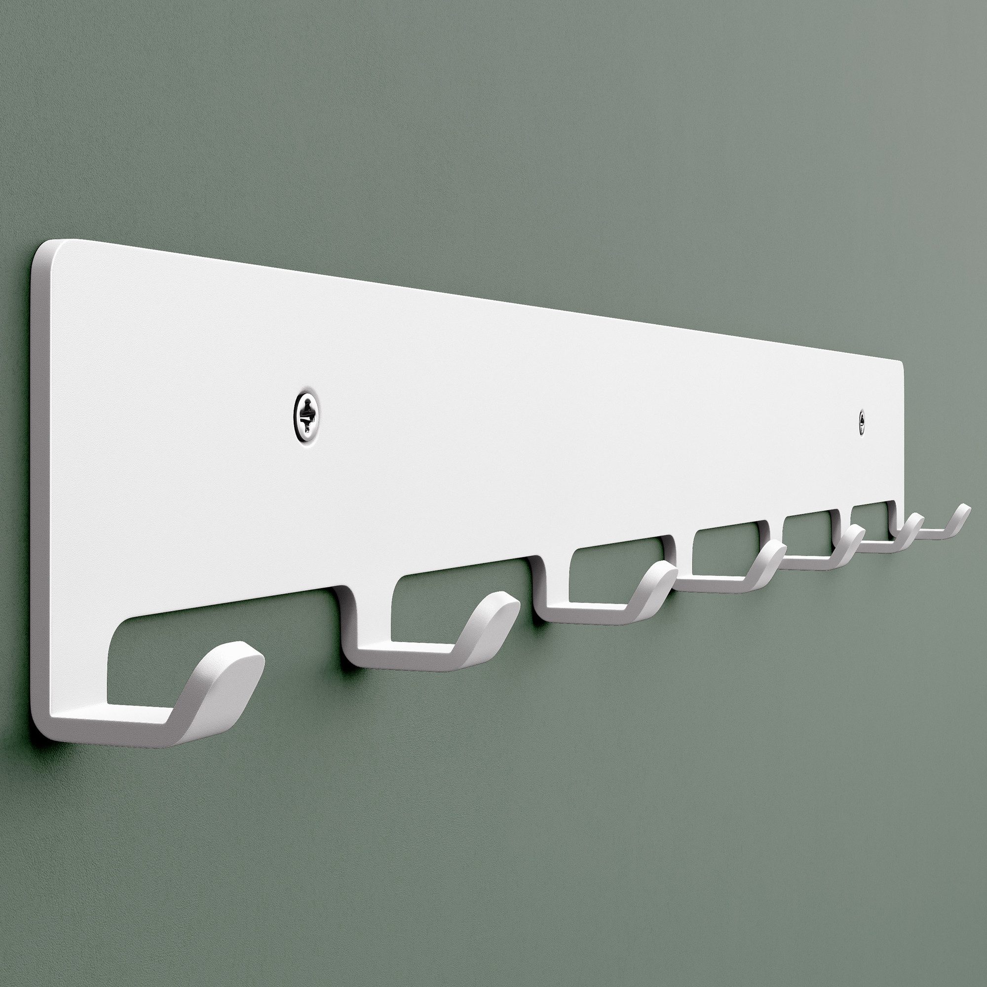 Mai & Mai Hakenleiste Wandhaken Garderobe 7 Haken Kleben Bohren Schwarz/Weiß 50cm Stalo-17, 135° Anti-Rutsch Haken,Kohlenstoffstahl,7 stabile Haken