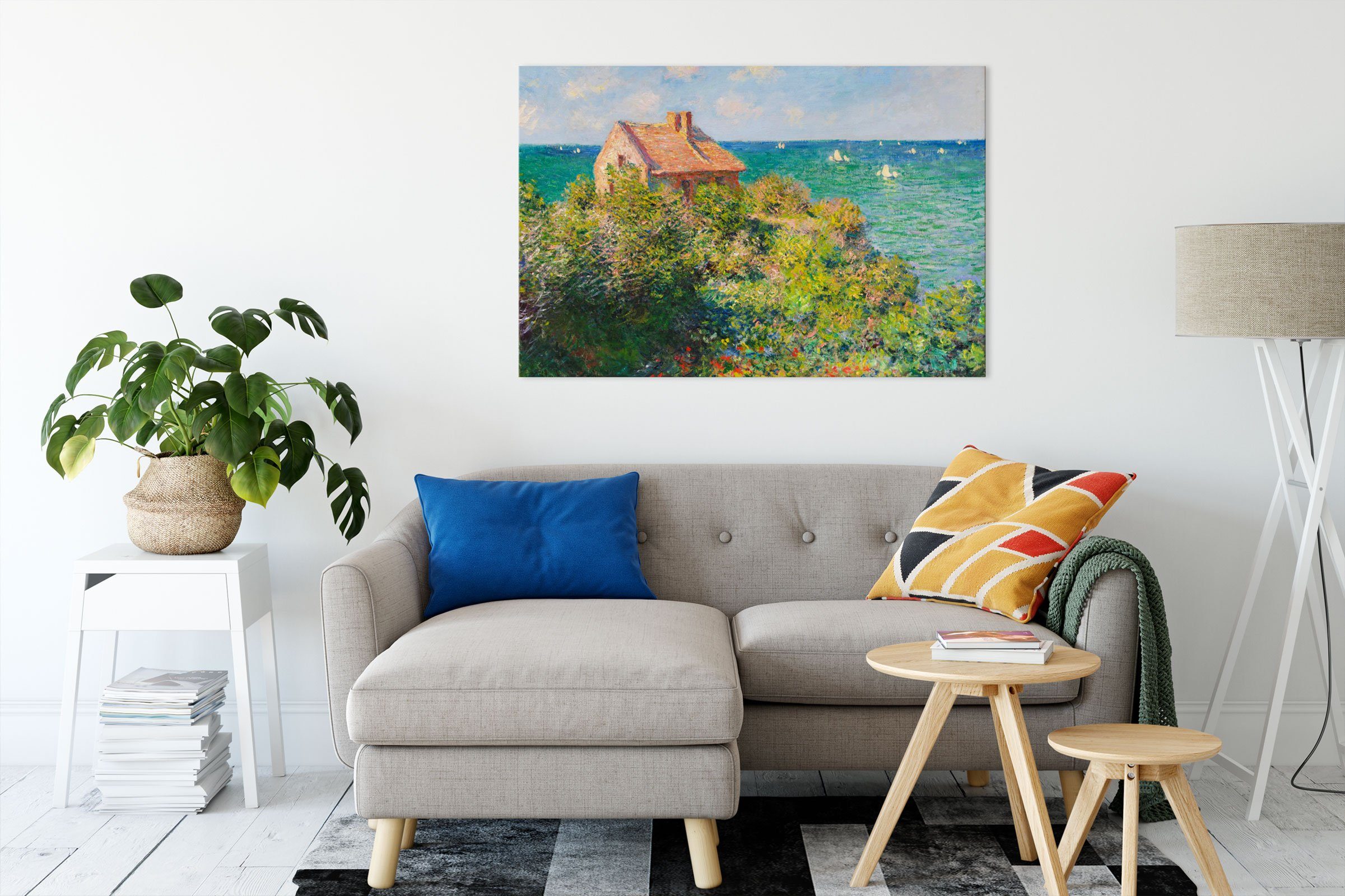 Pixxprint Leinwandbild Claude Monet - Fischer-Häuschen günstig online kaufen