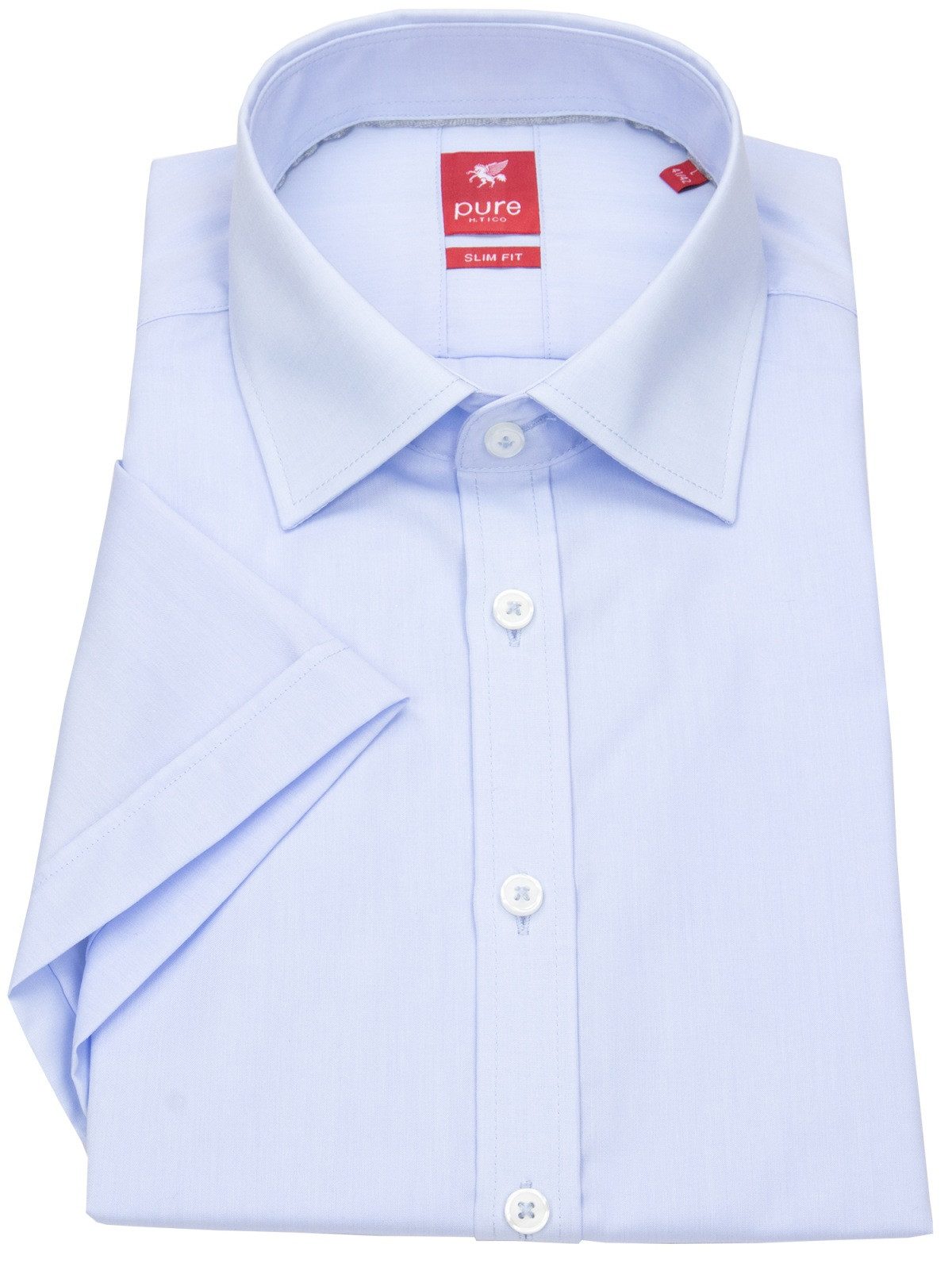 Pure Kurzarmhemd Slim Fit stark tailliert bügelfrei Kentkragen