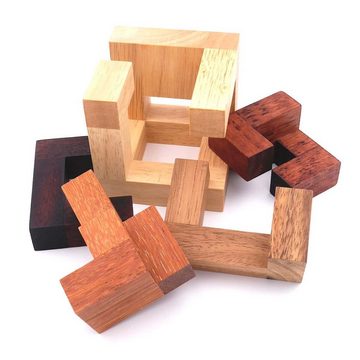 ROMBOL Denkspiele Spiel, Knobelspiel Gear - ein Klassiker, schönes Interlockingpuzzle aus Holz, Holzspiel