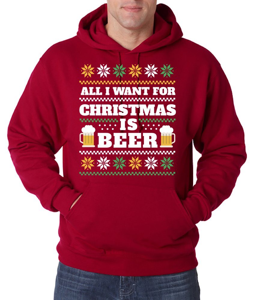 Youth Designz Kapuzenpullover ALL I WANT FOR CHRISTMAS IS BEER Herren Hoodie Пуловеры mit lustigem Bier Spruch zu Weihnachten