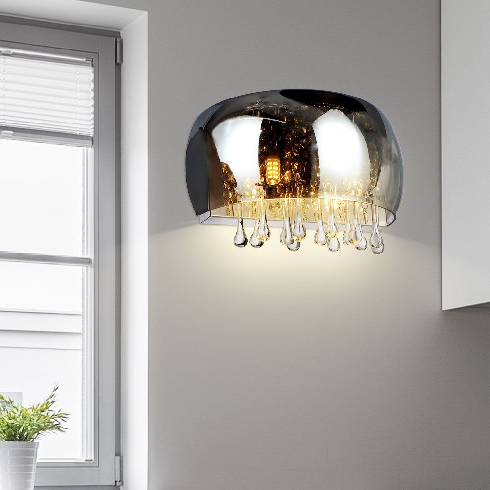 LED Design Wand Leuchte Kristall Wohn Zimmer Beleuchtung Flur Glas Lampe Chrom 