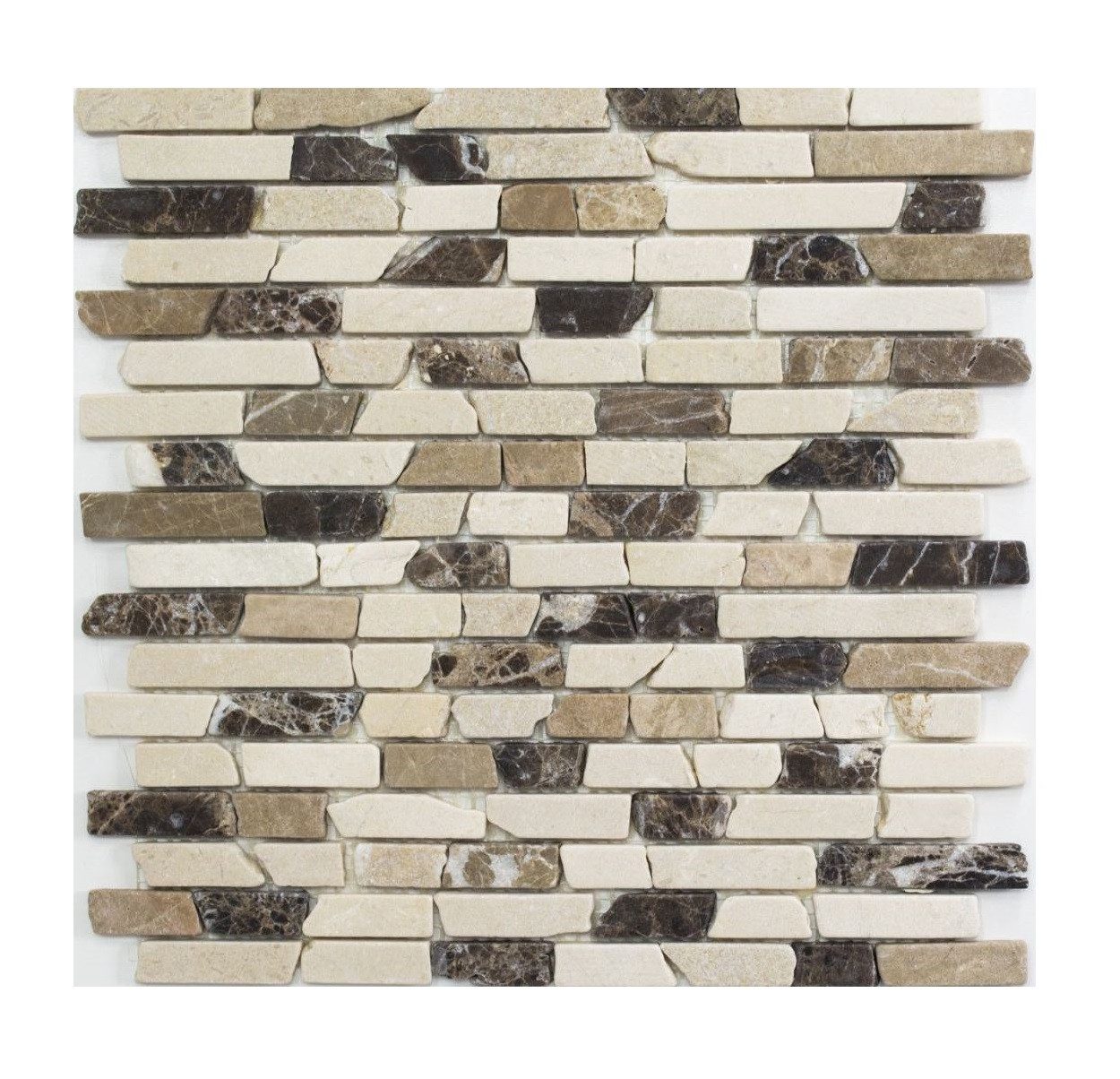 Mosani Bodenfliese Mosaik Marmor Naturstein beige braun creme Brick Castanao Wand Küche