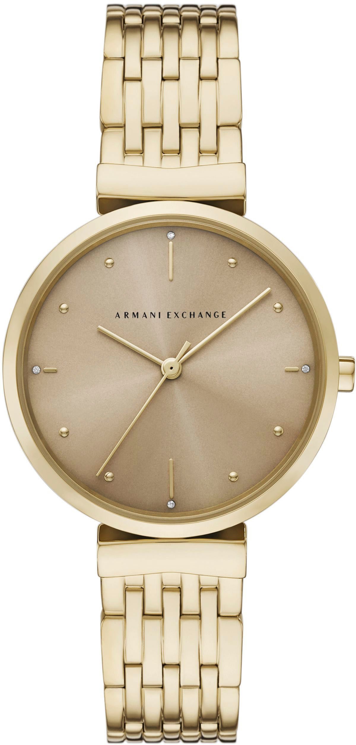 ARMANI EXCHANGE Quarzuhr AX5916, Armbanduhr, Damenuhr, Edelstahlarmband, analog, Glassteine