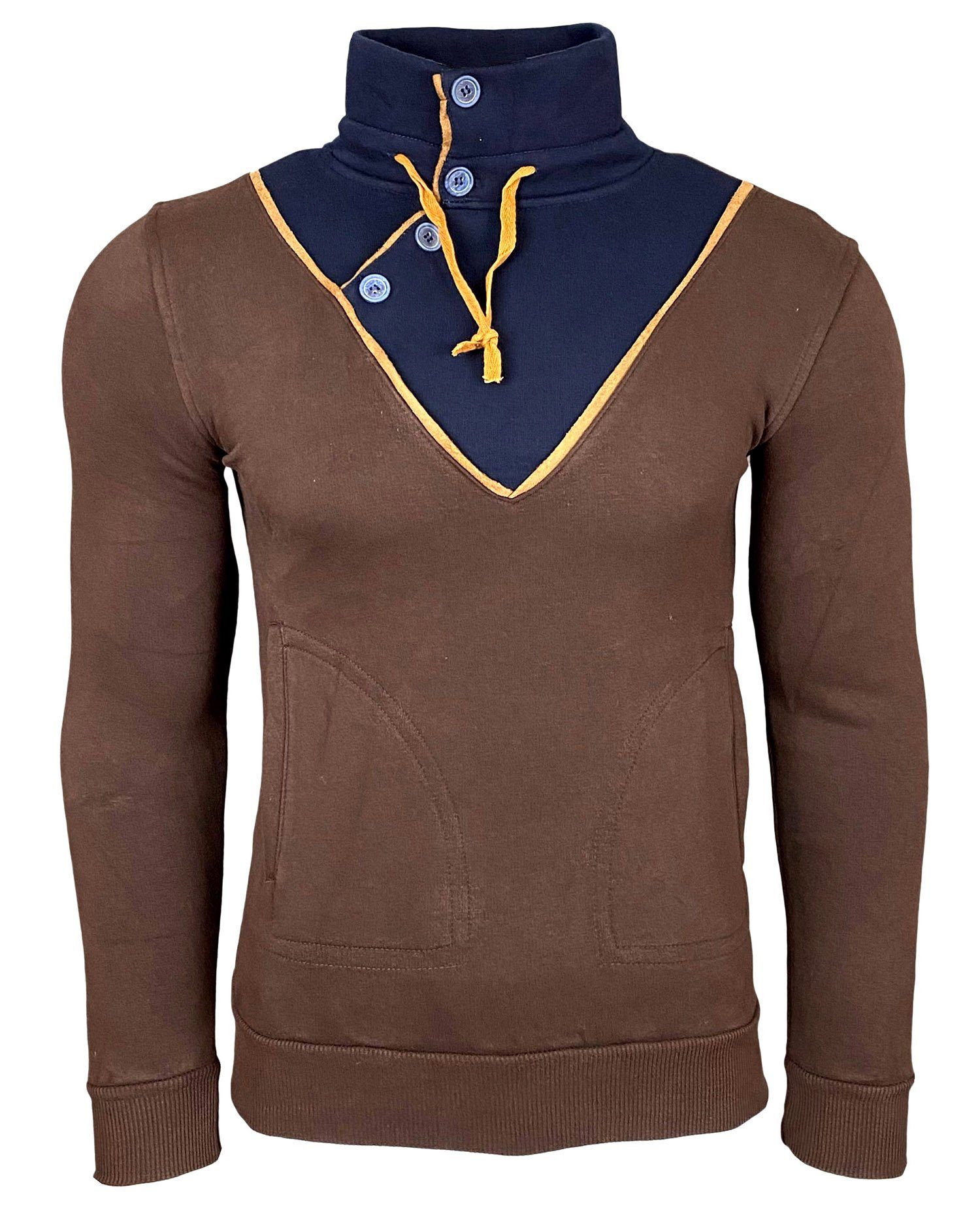 Baxboy Strickpullover Baxboy Herren Sweatshirt Tube-Neck Stehkragen Knopfve günstig online kaufen