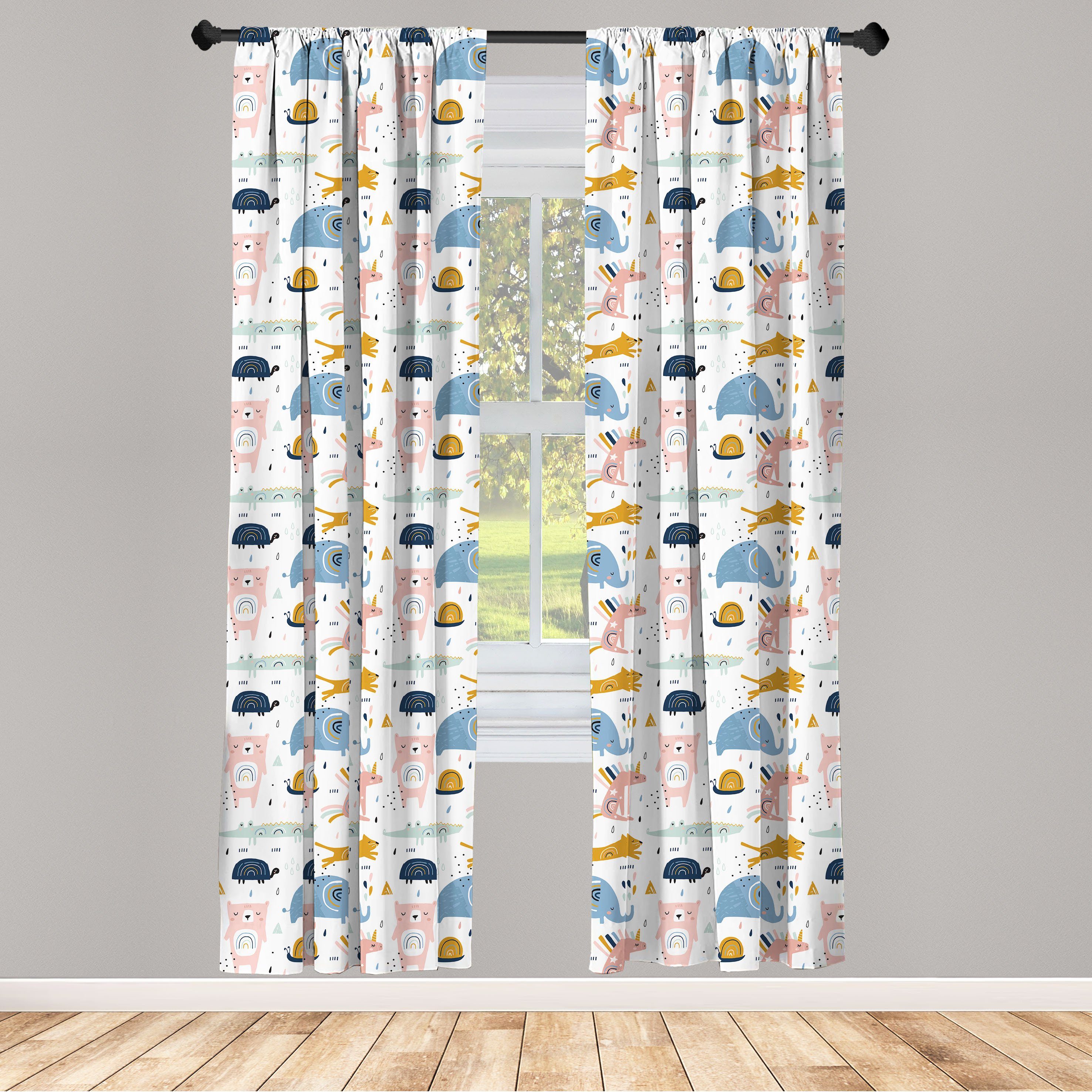 Gardine Vorhang für Wohnzimmer Schlafzimmer Dekor, Abakuhaus, Microfaser, Krokodil Funky Streifen