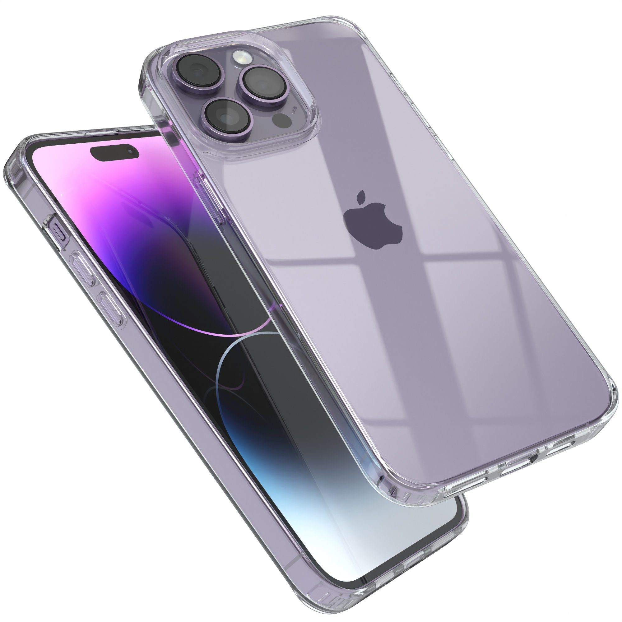 EAZY CASE Handyhülle Crystal Clear Case für Apple iPhone 14 Pro Max 6,7 Zoll, Schutzhülle Kameraschutz Silikonhülle Transparent Handyhülle Slimcover