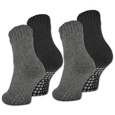sockenkauf24 ABS-Socken »2, 4 oder 6 Paar Damen & Herren ABS Socken Anti Rutsch« (Schwarz/Anthrazit, 4-Paar, 39-42) Socken mit Wolle - 21463