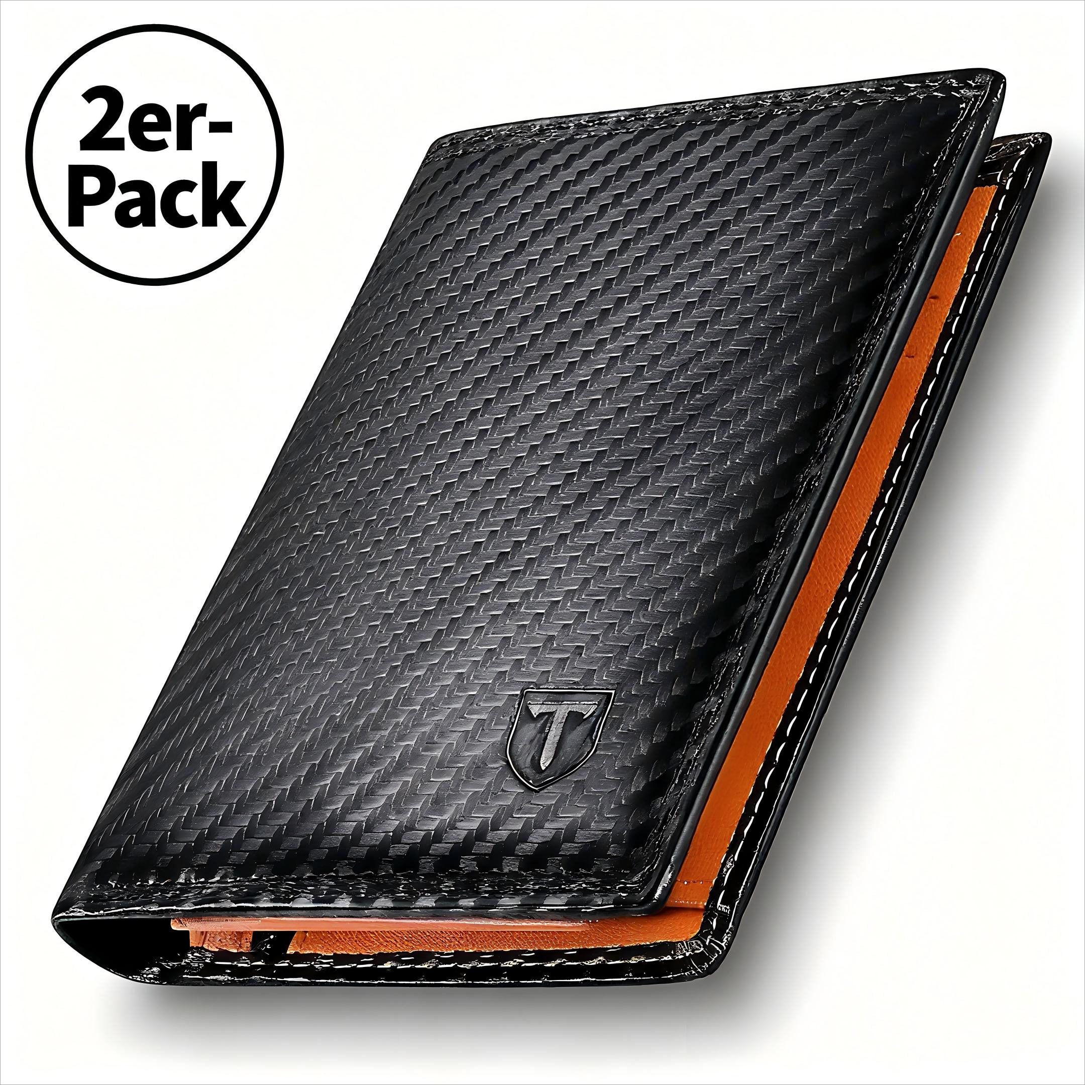 TEEHON Geldbörse Herren Geldbörse aus Karbonfaser-Leder mit RFID-Blocker (2 günstig online kaufen