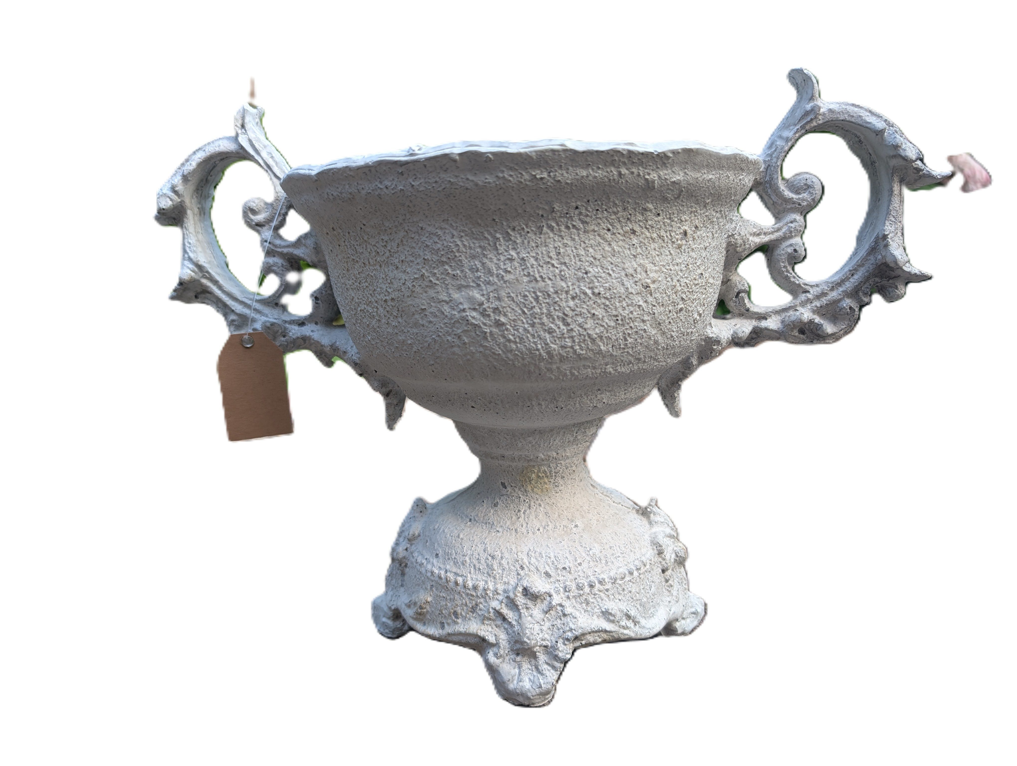 Exner GmbH Garten- & Wohnaccessoires Dekoschale Schale Amphore Polyresin antik Patina weiß Barock Griffe, vintage Deko shabby chic