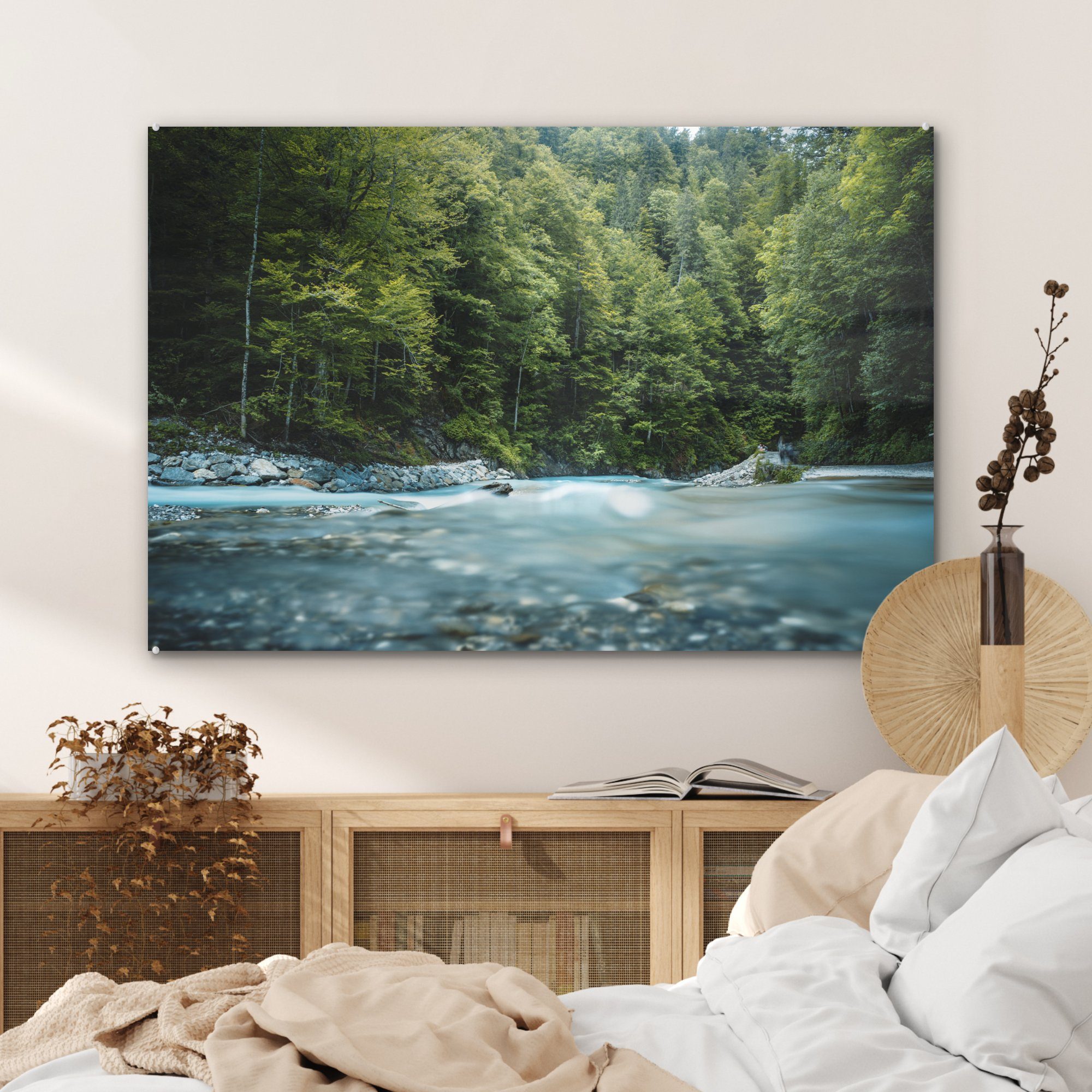 & - MuchoWow Wald, Schlafzimmer Wasser Wohnzimmer Acrylglasbild Acrylglasbilder (1 St), - Deutschland