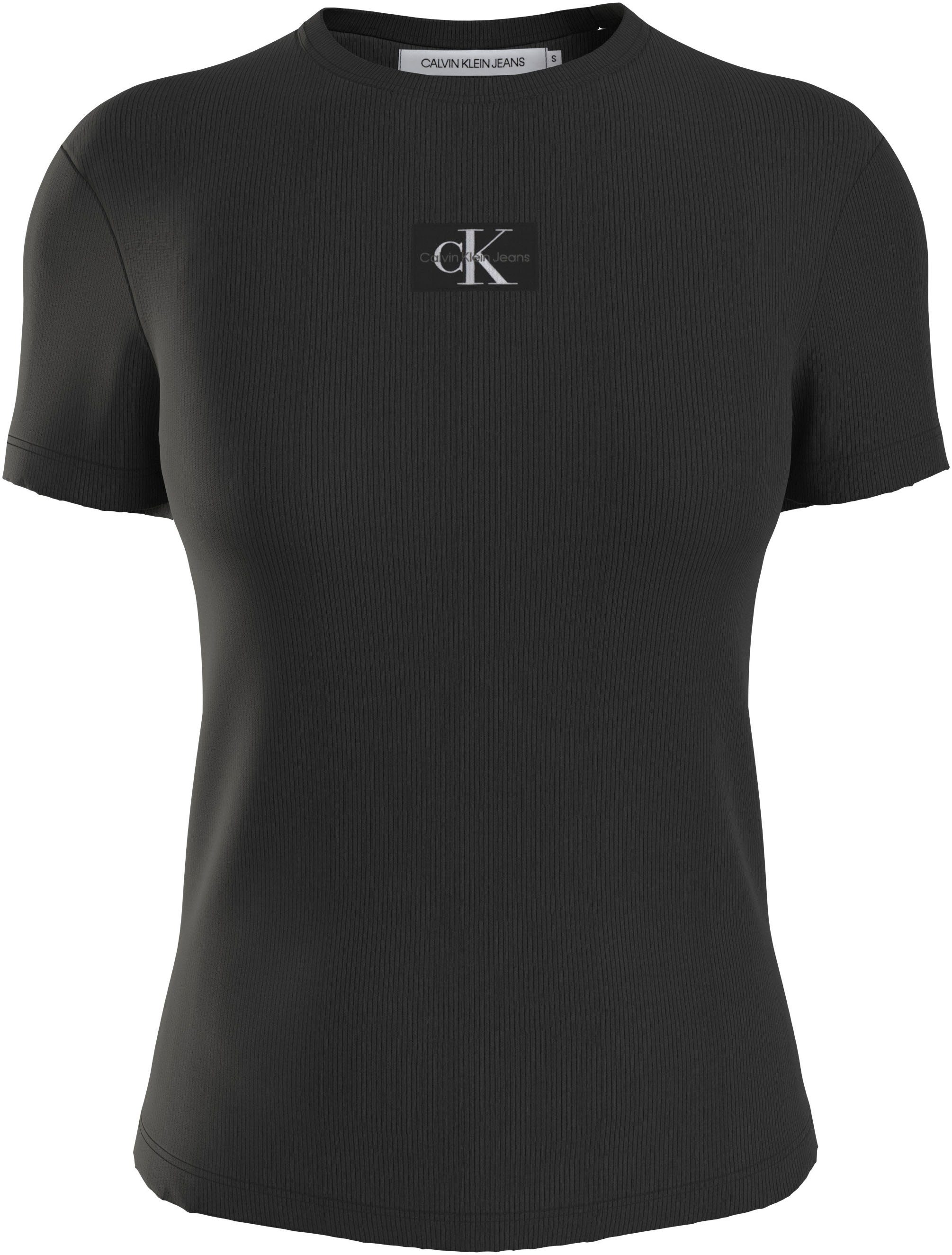 Calvin Klein Jeans T-Shirt WOVEN LABEL RIB REGULAR TEE Ck Black