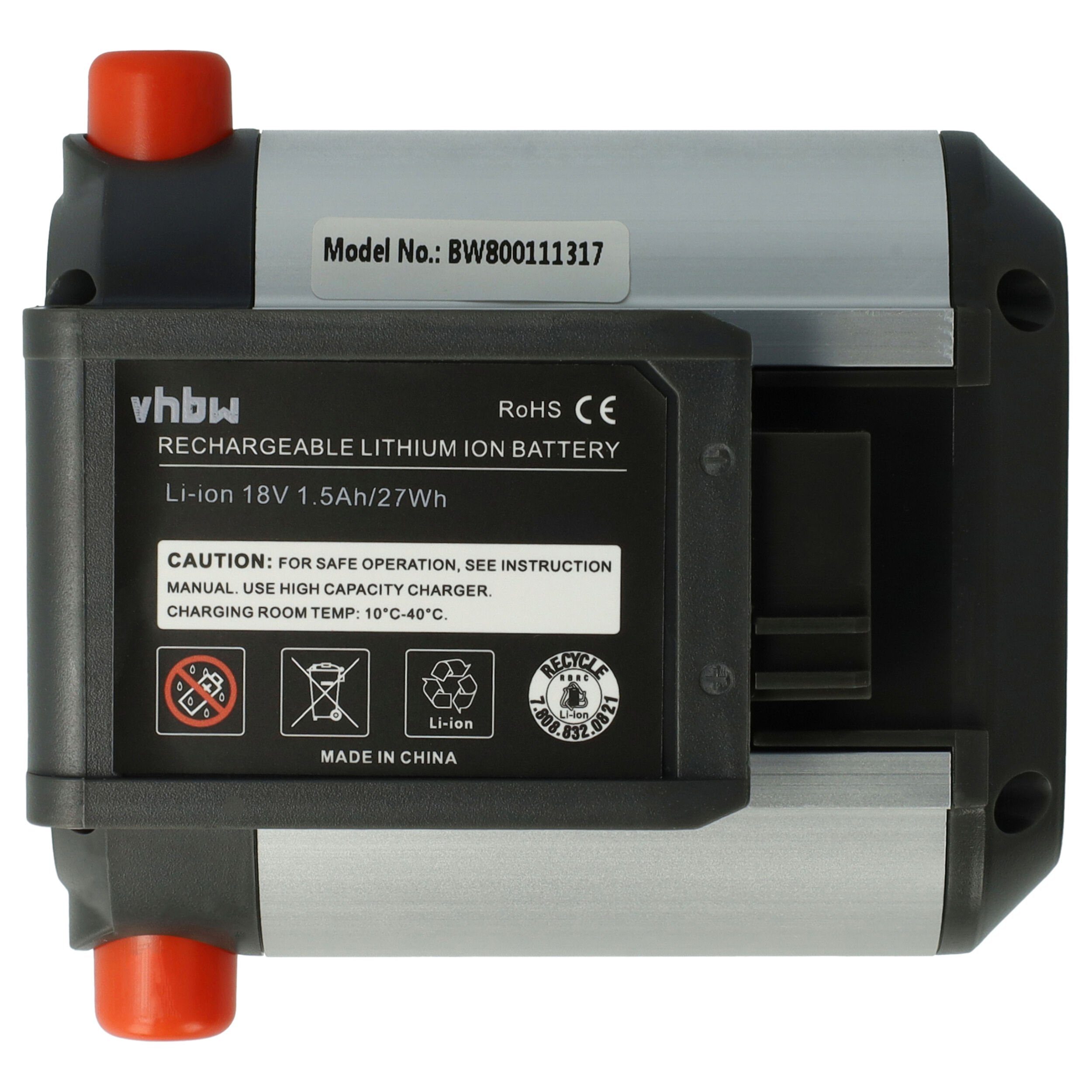 vhbw kompatibel mit Gardena TCS Li-18/20 (8866-20) Akku Li-Ion 1500 mAh (18 V)