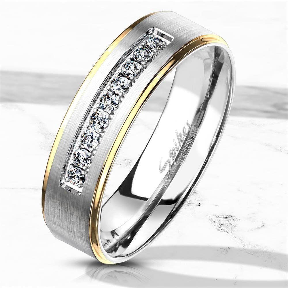 BUNGSA Fingerring 52 (16.6) Bungsa Kristallring mattsilber goldenen Außenringen (Ring, 1-tlg), Frauen Mädchen