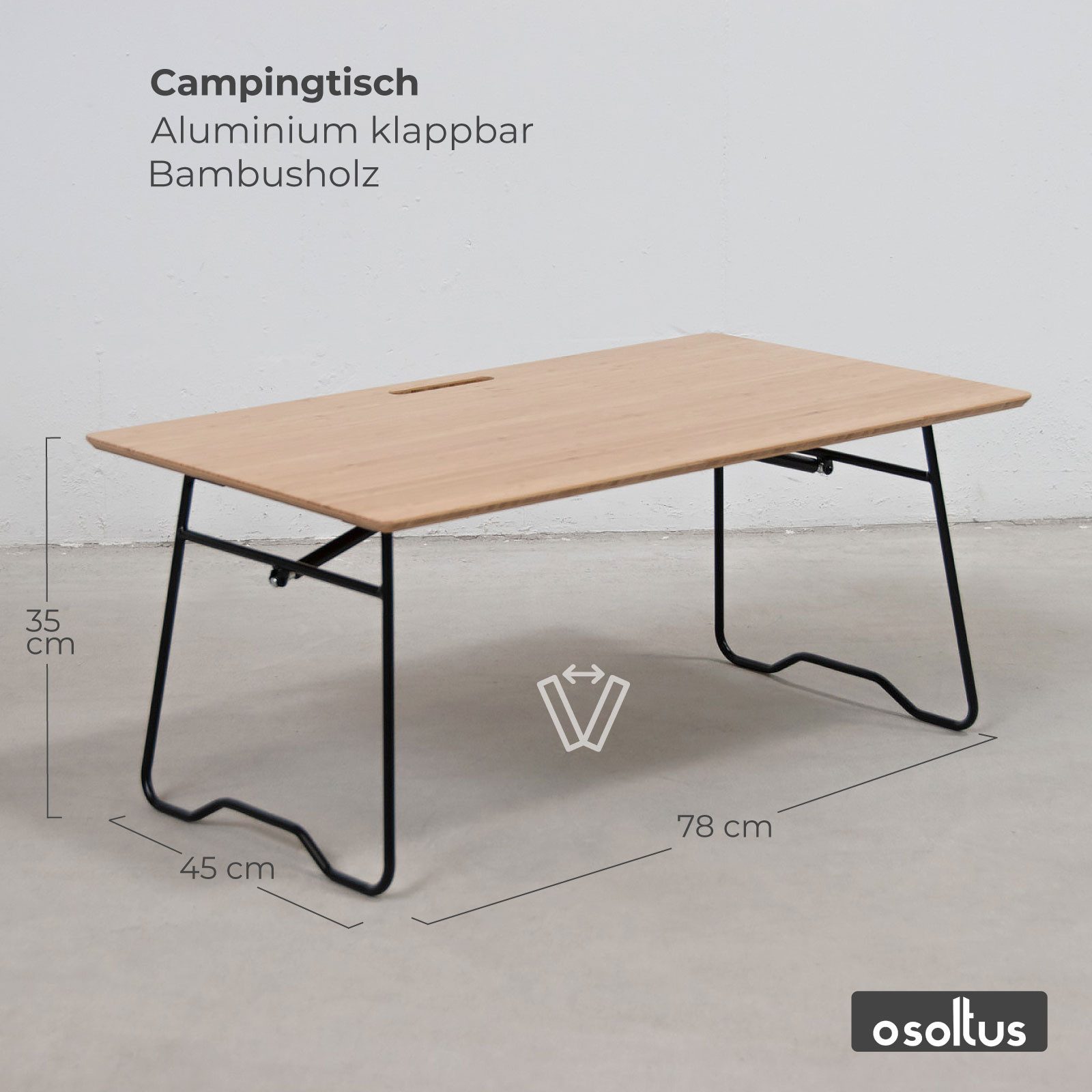 osoltus Campingstuhl osoltus Campingtisch Low Blavand Bambus 78 x 45 cm Gasdruckfeder