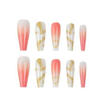 YRIIOMO Kunstfingernägel Langer Maniküre-Patch mit glitzernden Flecken, tragbarer Nagelflicken, abnehmbarer Nagelflicken, künstlicher Nagel, Nagelflicken
