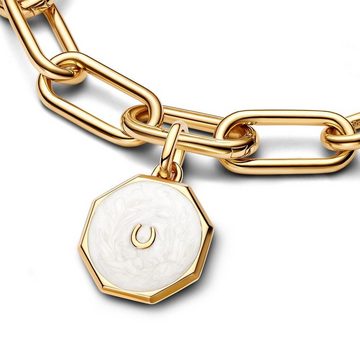 Pandora Charm-Einhänger Glückshufeisen Medaillon für Damen mit Emaille von PANDORA, IP Gold