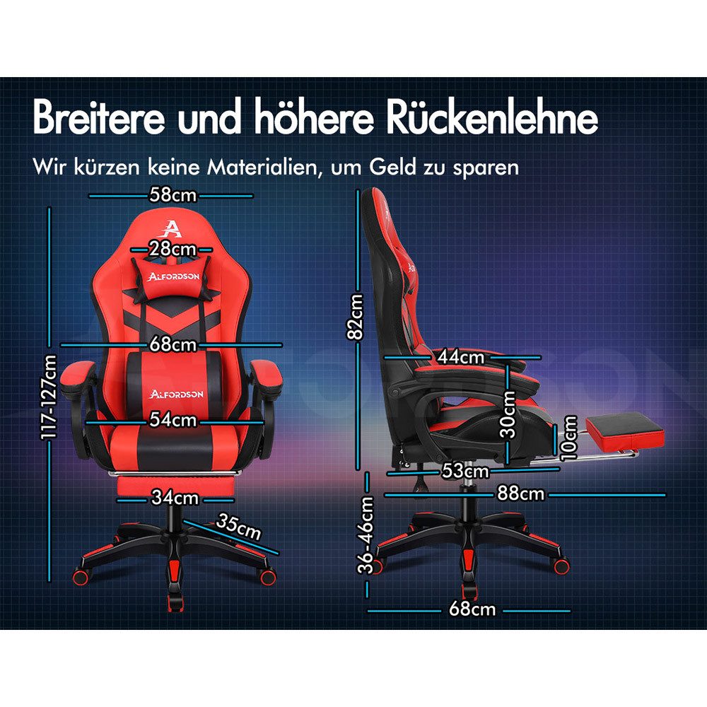 ALFORDSON Gaming-Stuhl 12 RGB LED-Farben Fernbedienung, günstig online kaufen