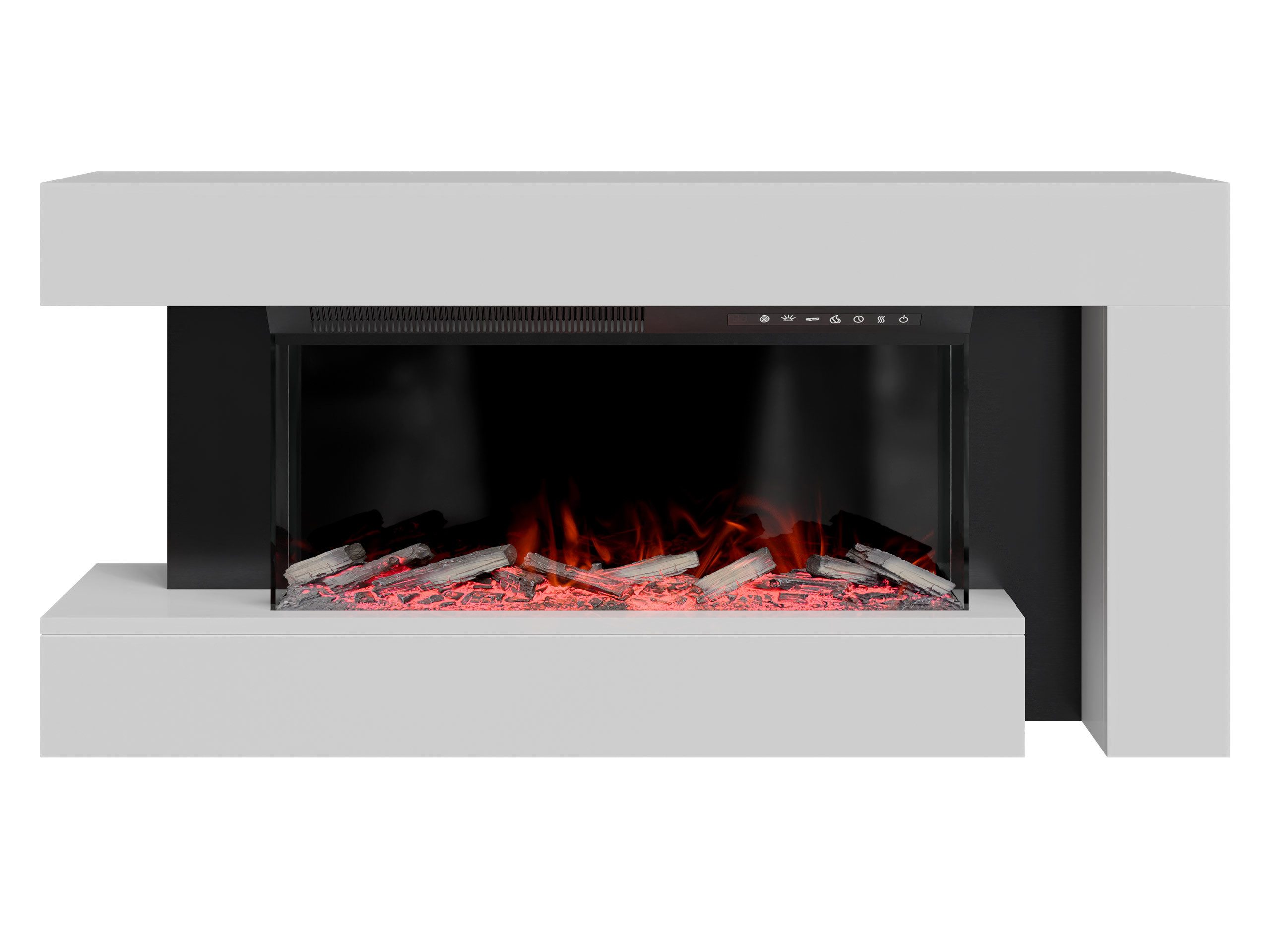 MIRJAN24 Kommode Haga (mit Kamin), Realistische LED-Flamme, Harzholz-Effekt