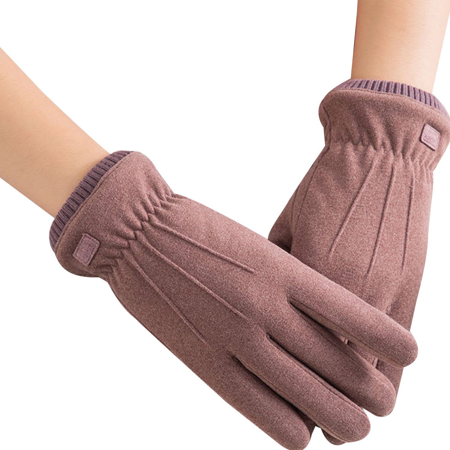 MAGICSHE Fleecehandschuhe Damen Touchscreen Handschuhe Winter Warm Bohnensand