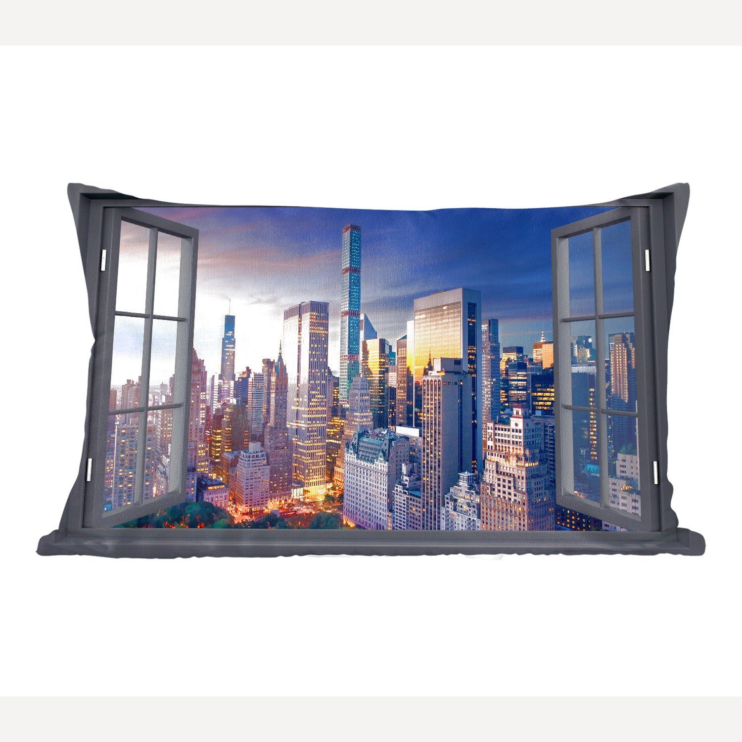 MuchoWow Dekokissen Ansicht - New York - Skyline, Wohzimmer Dekoration, Zierkissen, Dekokissen mit Füllung, Schlafzimmer
