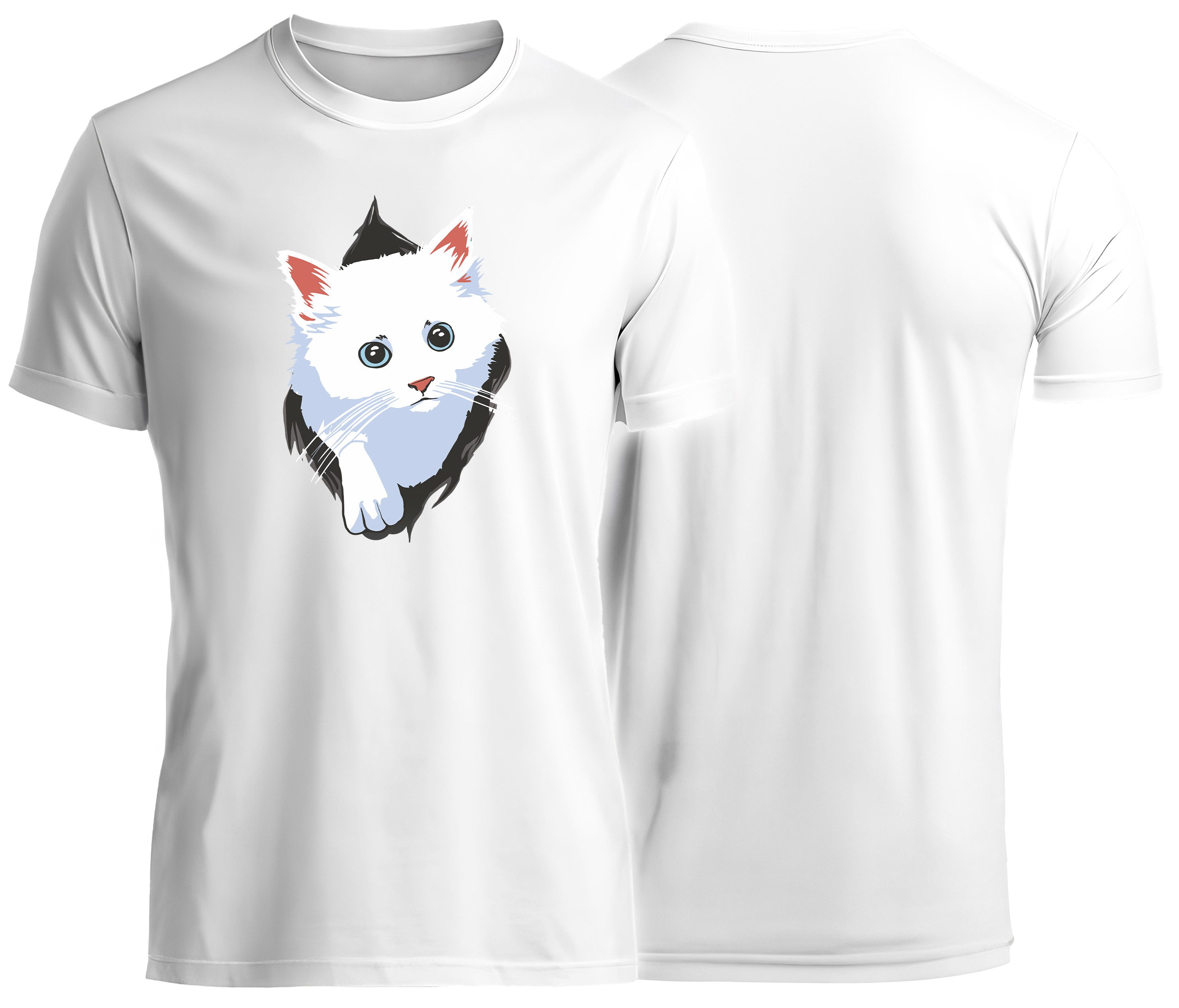 T-Shirt mit niedlichem Katzen Print