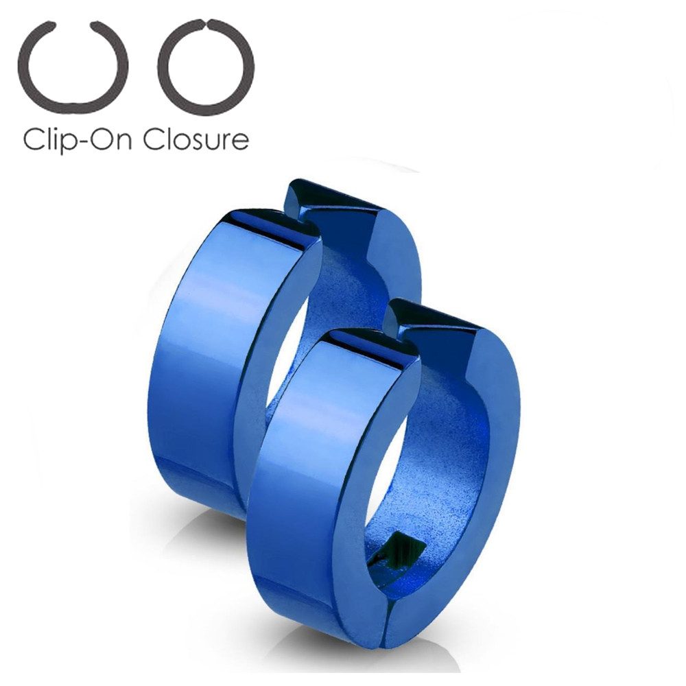 BUNGSA Creolen-Set Blau - Creolen klassisch aus Edelstahl Unisex (1 Paar (2 Stück), 2-tlg), Ohrschmuck Ohrringe
