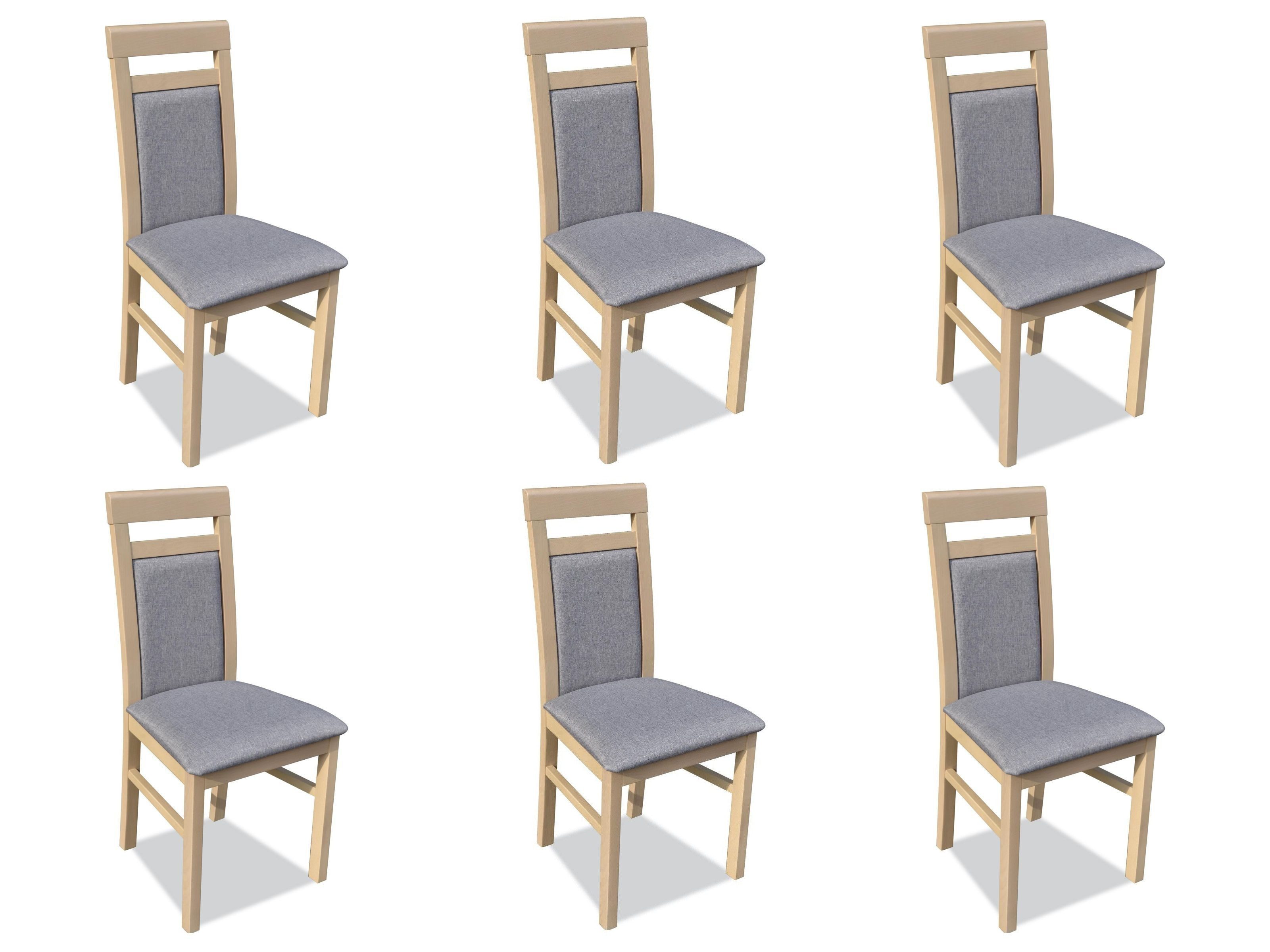 JVmoebel Polsterstuhl Holzstuhl mit grauer Polsterung – Robeto, klassisches Design (1 St), Made in Europa