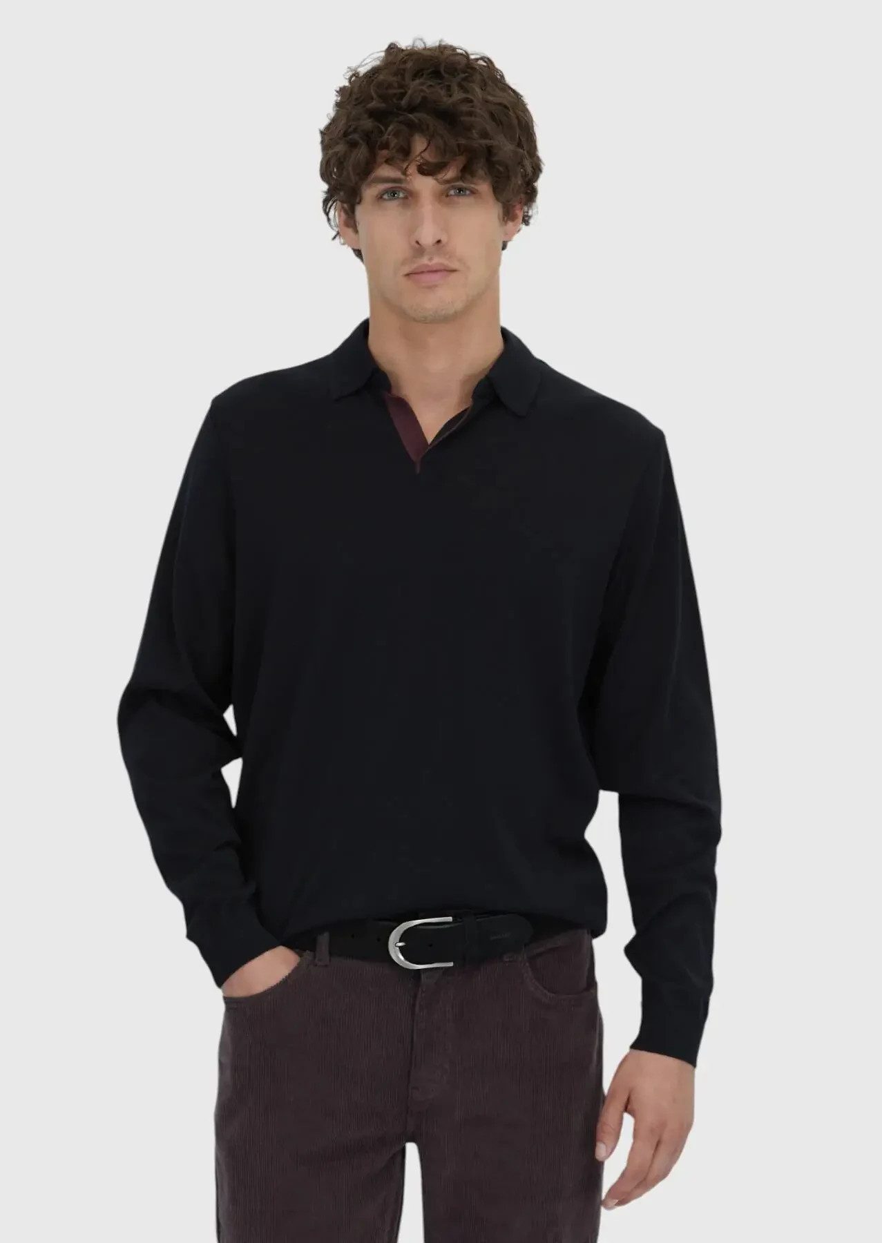 RAMSEY Sweatshirt Schwarzes Polo-Neck-Sweatshirt