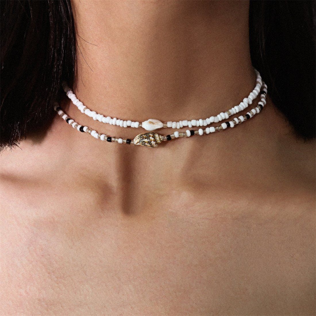 geschichtet Halskette Choker-Set Halskette, handgemachte DÖRÖY Damen böhmische Muschel