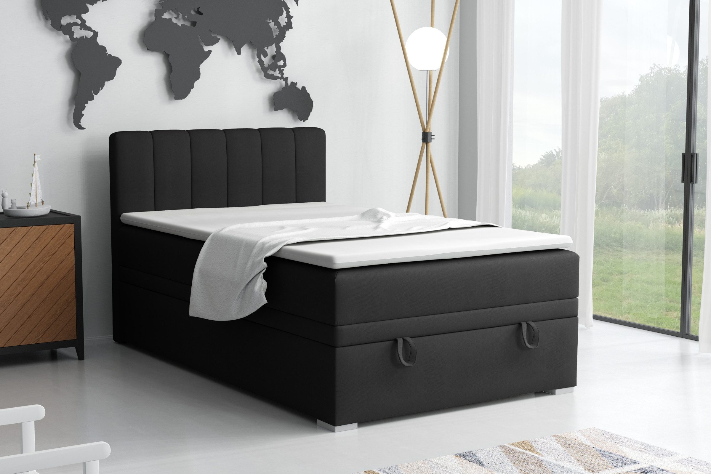 Deine Möbel 24 Boxspringbett DAVID MINI Boxbett Polsterbett Kompletbett Vel günstig online kaufen