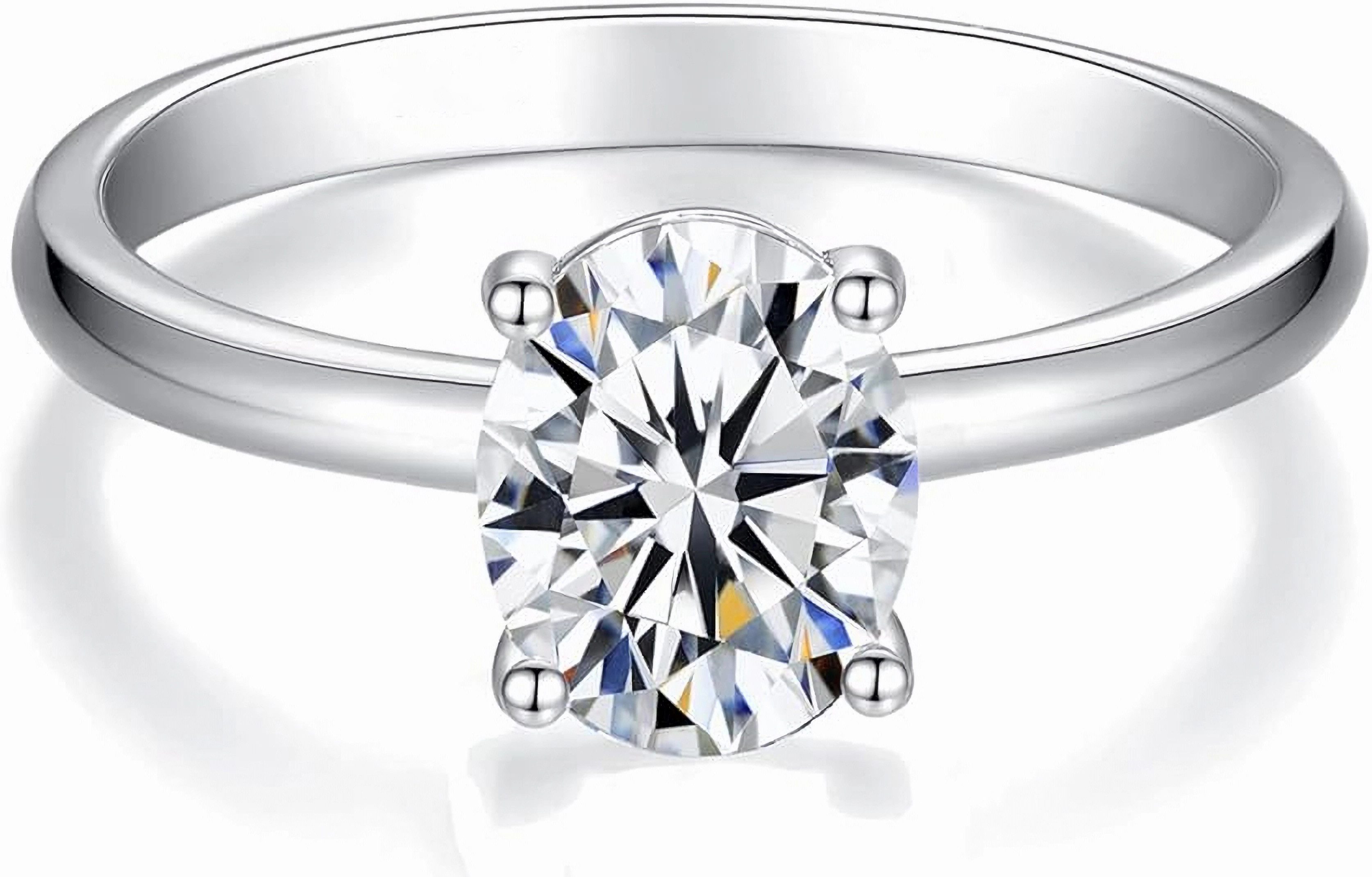 Jumpeak Verlobungsring 585 Gold, 1.5 Karat Diamant im Ovalschliff, Damen-Diamantring, E,vs1,2EX,IGI Zertifikat,Damenring,Geschenk zum Jahrestag