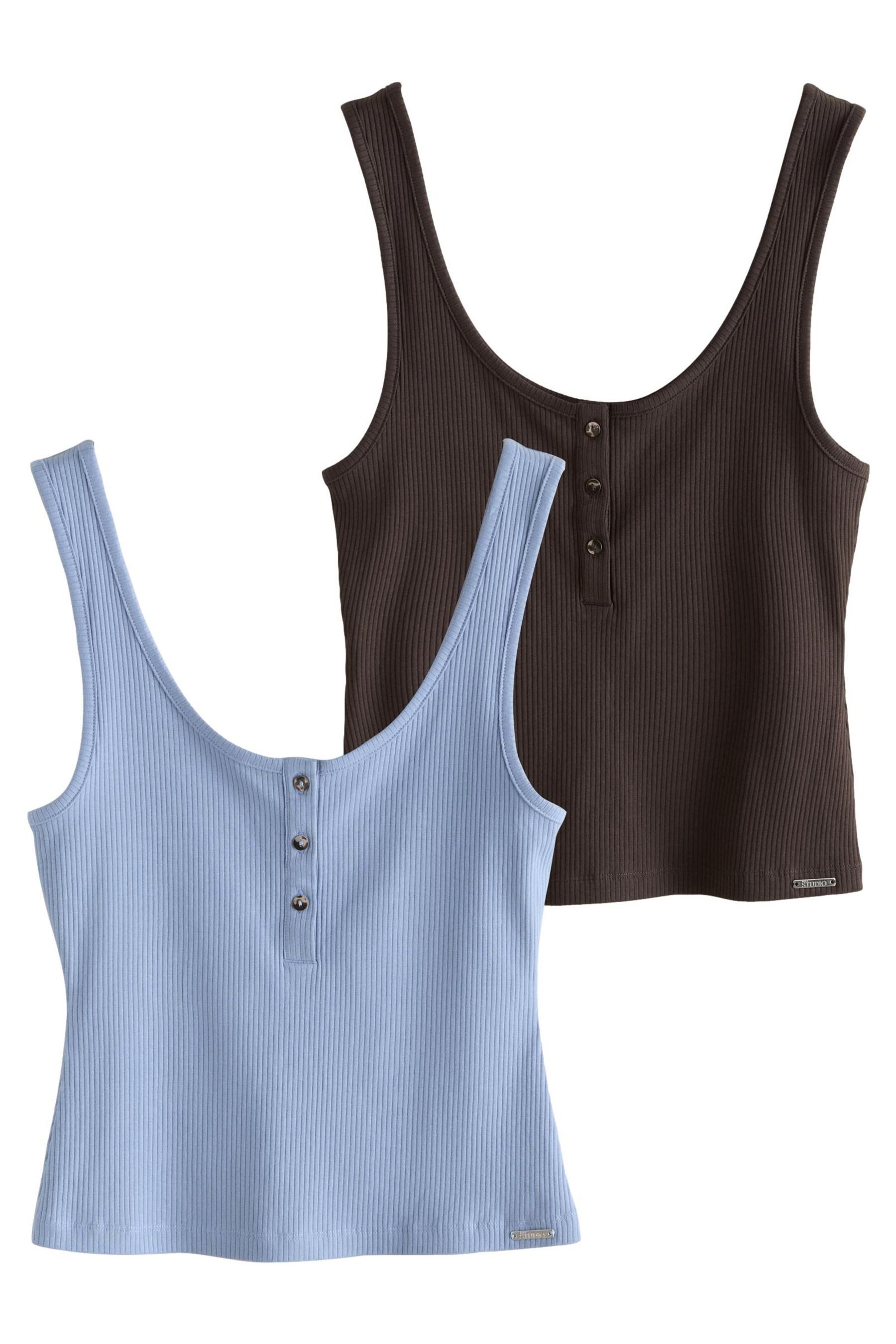 Next Pyjamaoberteil Gerippte Trägertops im 2er-Pack (2-tlg)