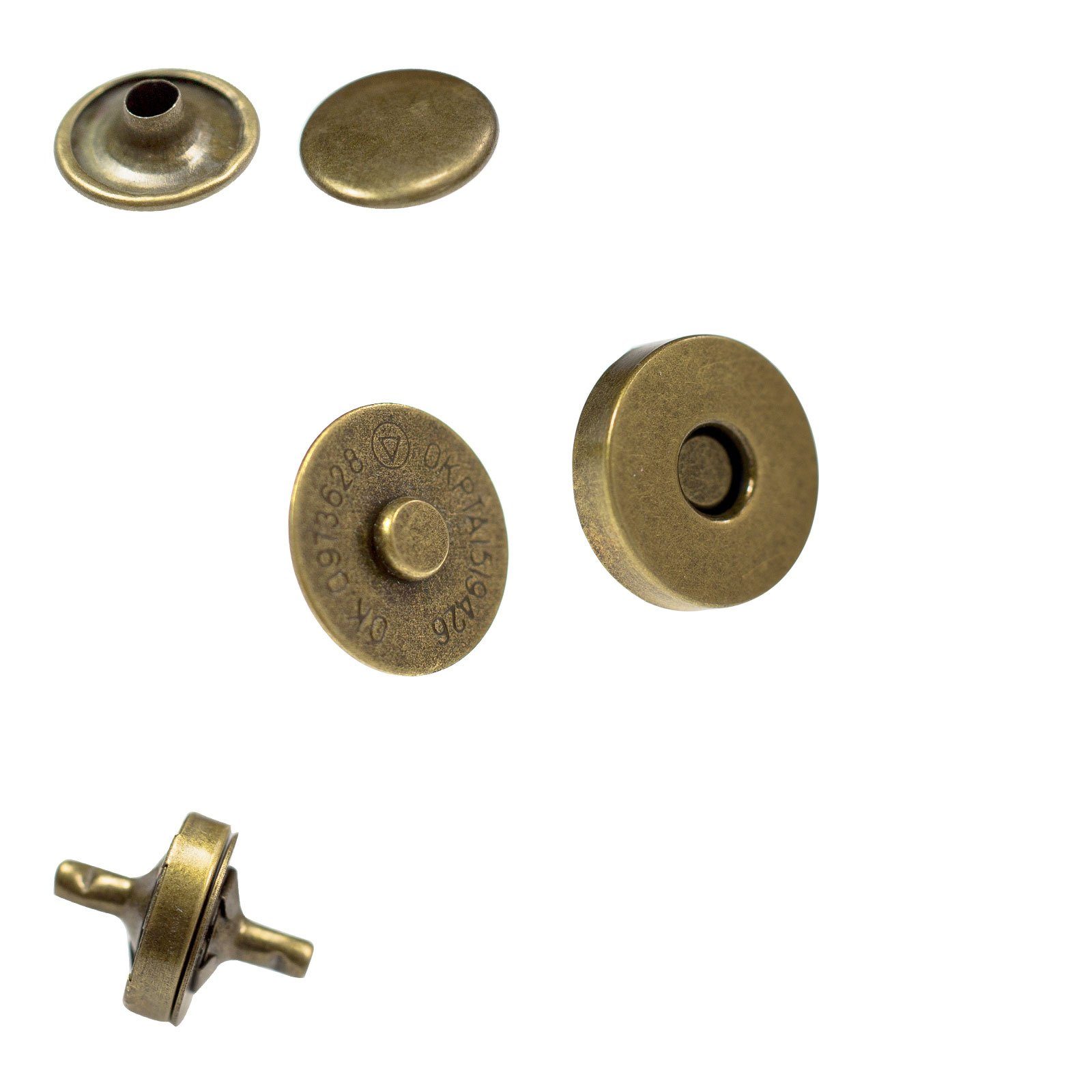 maDDma 10 Magnet-Verschlüsse mit Nieten, Verschluss rund, Größen Farbwahl Gurtstecker (10 er Paket, 10-tlg), 14mm