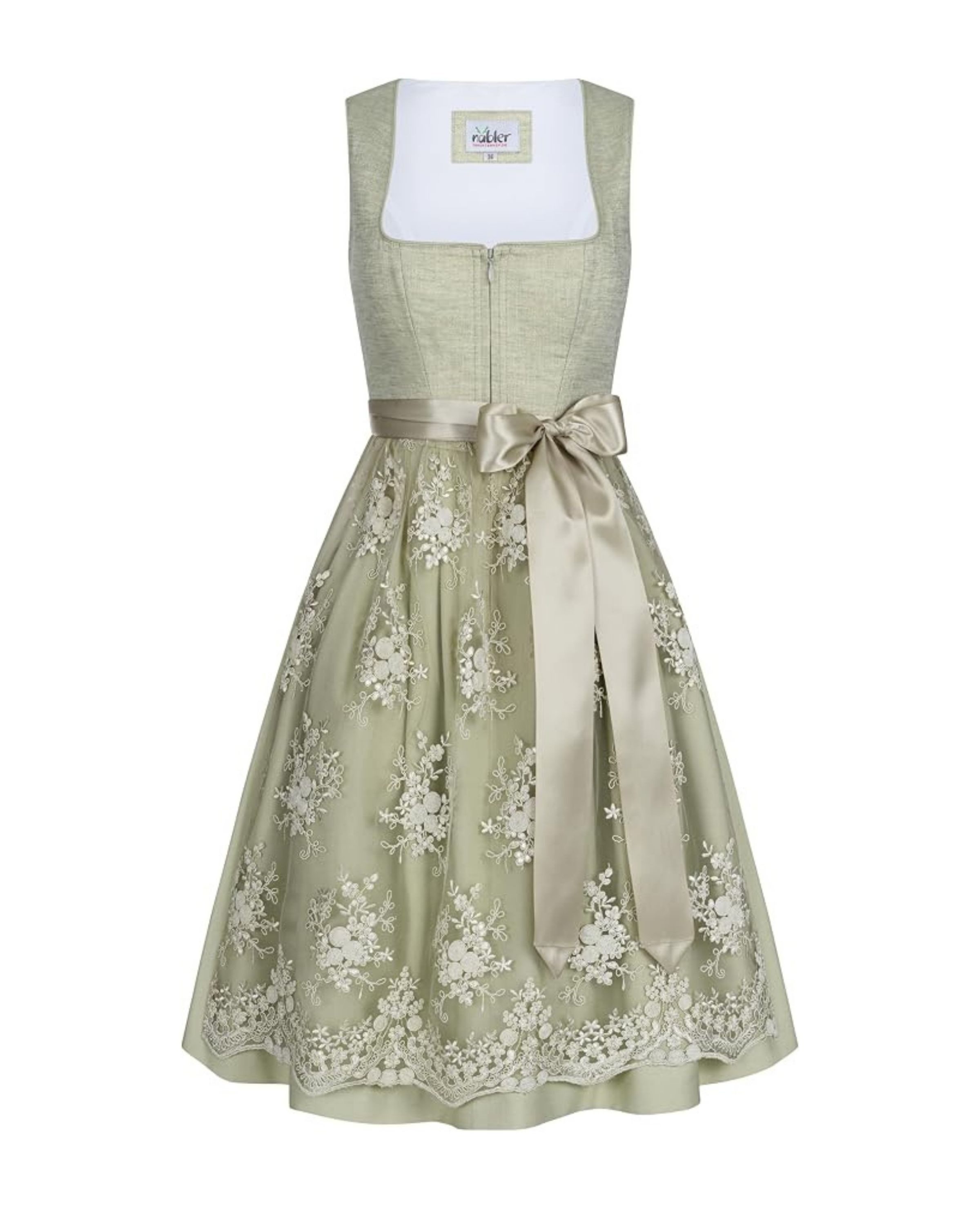 Nübler Dirndl Mini Dirndl Kisha in Lindgrün von Nübler - Rocklänge 60 cm