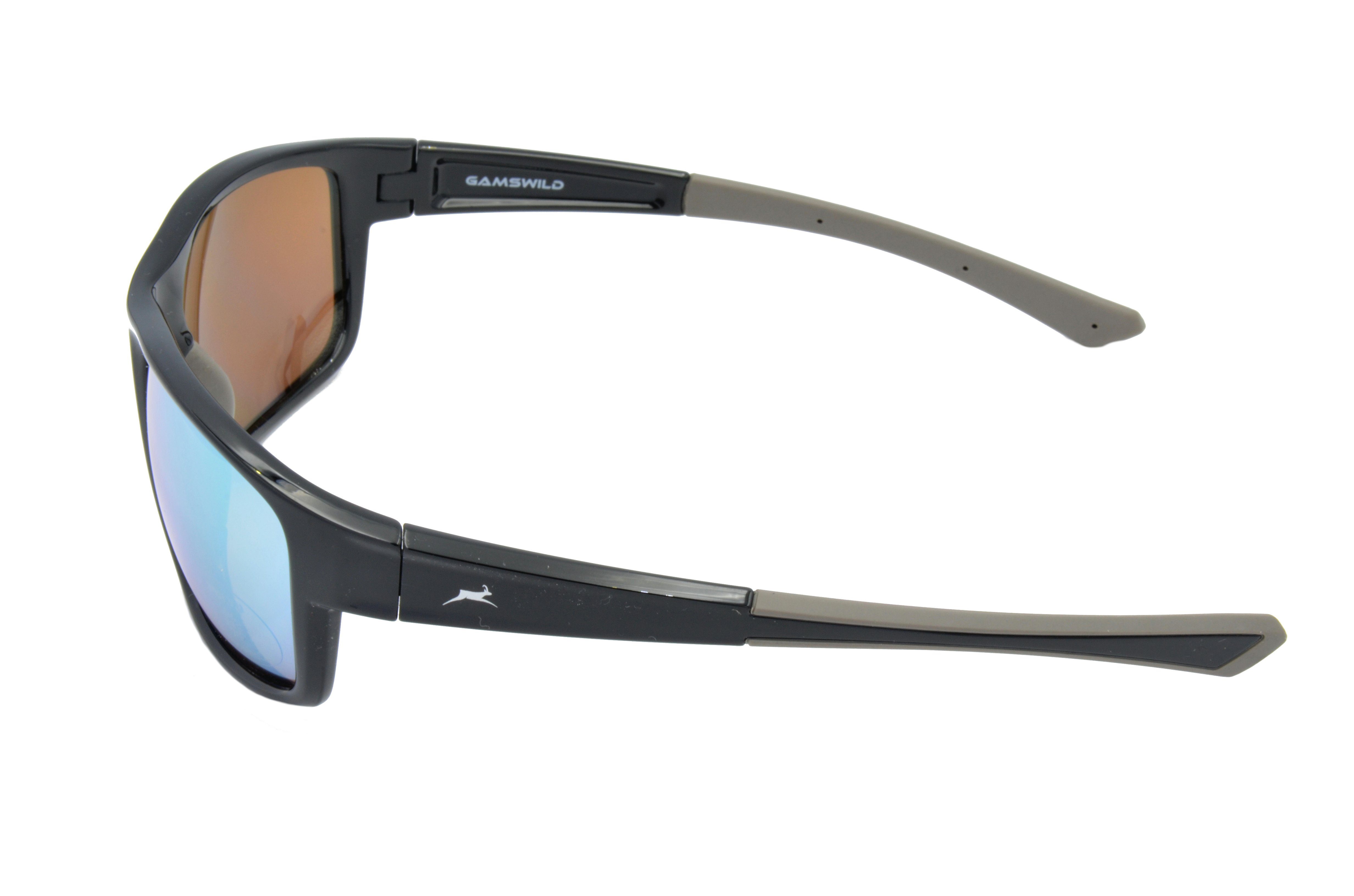 Gamswild Sportbrille UV400 Sonnenbrille Skibrille Fahrradbrille TR90/schmal Damen, Herren Modell WS7532 in grau-blau, schwarz-violett, schwarz-gold