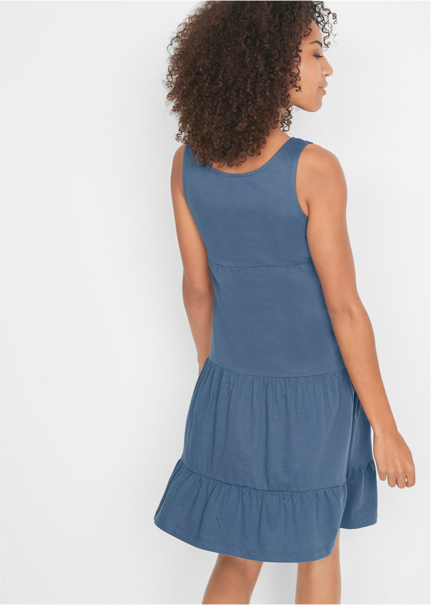 bonprix Jerseykleid für entspannte Sommertage, aus Baumwolle, lockere A-Linie, knielang