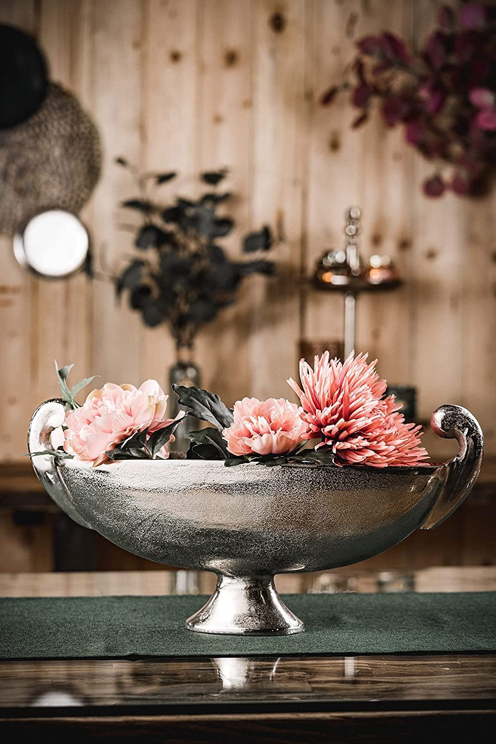 MichaelNoll Dekoschale Schale Aluminium Silber Deko - Moderne Dekoschale aus Metall - 51 cm