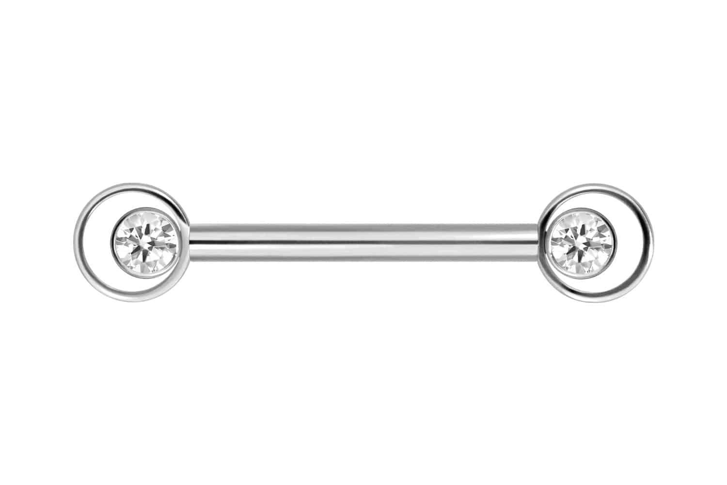 PIERCINGLINE Brustwarzenpiercing Titan Nippelpiercing mit Innengewinde RING + KRISTALL (Barbells, 1-tlg), Brust-, Nippel-Piercing, Titan