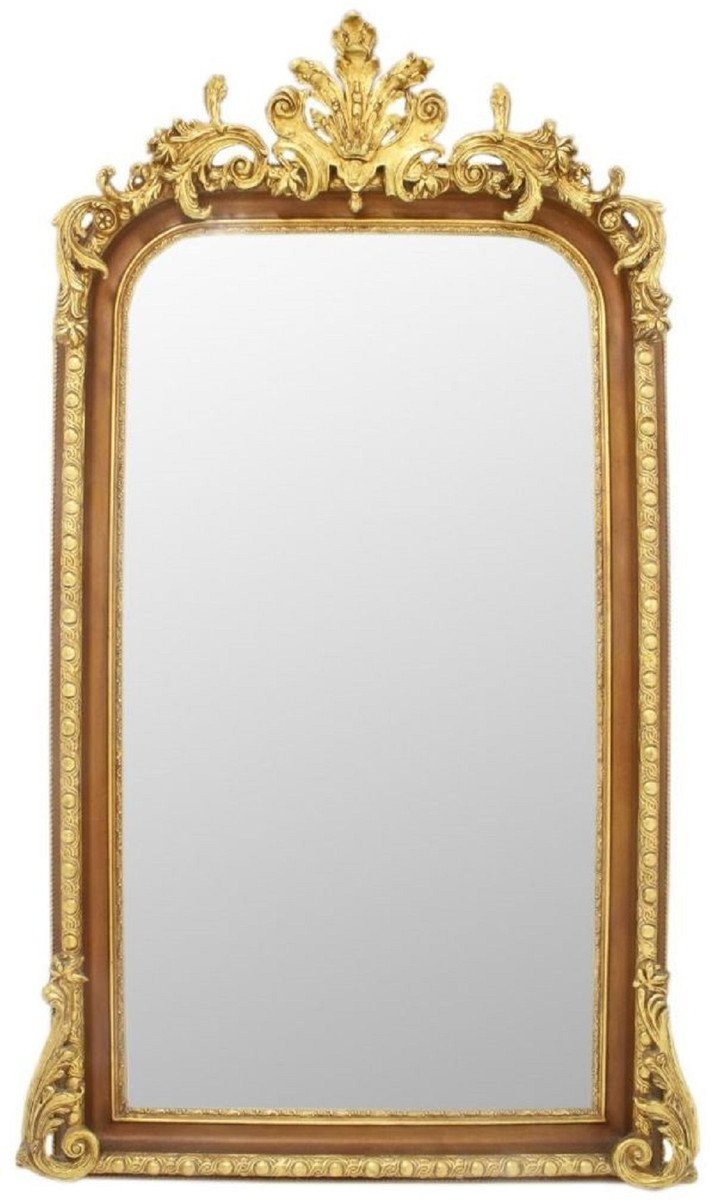 Casa Padrino Barockspiegel Barock Spiegel Braun / Gold 85 x H. 160 cm - Prunkvoller Wandspiegel im Barockstil - Antik Stil Garderoben Spiegel - Wohnzimmer Spiegel - Barock Möbel