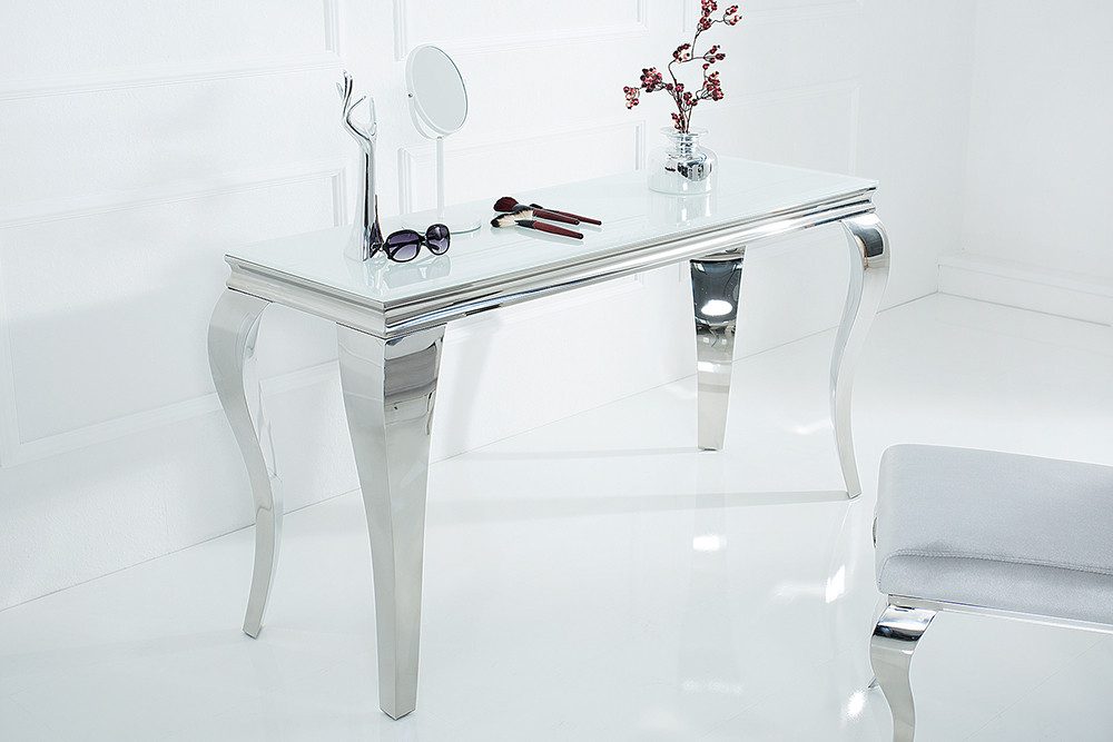 riess-ambiente Konsolentisch MODERN BAROCK 145cm weiß / silber (Einzelartikel, 1-St), Flur · Opalglas · Edelstahl · eckig · Wohnzimmer