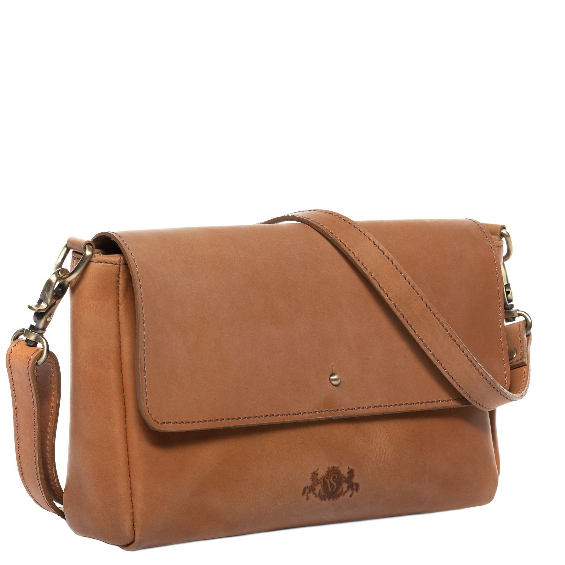 SID & VAIN Umhängetasche echt Leder Schulter groß natural-hell-tan, Abendtasche Echtleder für Damen, Umhängetasche hellbraun