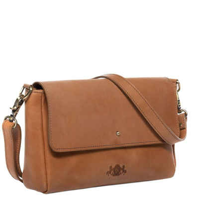 SID & VAIN Schultertasche Leder Umhängetasche Damen ELSA, Abendtasche Echtleder für Damen, Umhängetasche hellbraun