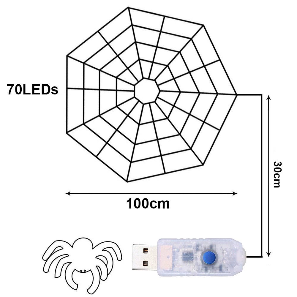 Jibenhome LED-Lichternetz LED Spinnennetz-Licht Halloween mit Fernbedienung günstig online kaufen