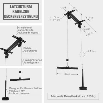 GORILLA SPORTS Trainingsstation Kabelzug - 30/31 mm, Latzug, Seilzug, Unterarmtrainer, Kabelzugstation, (1-tlg)